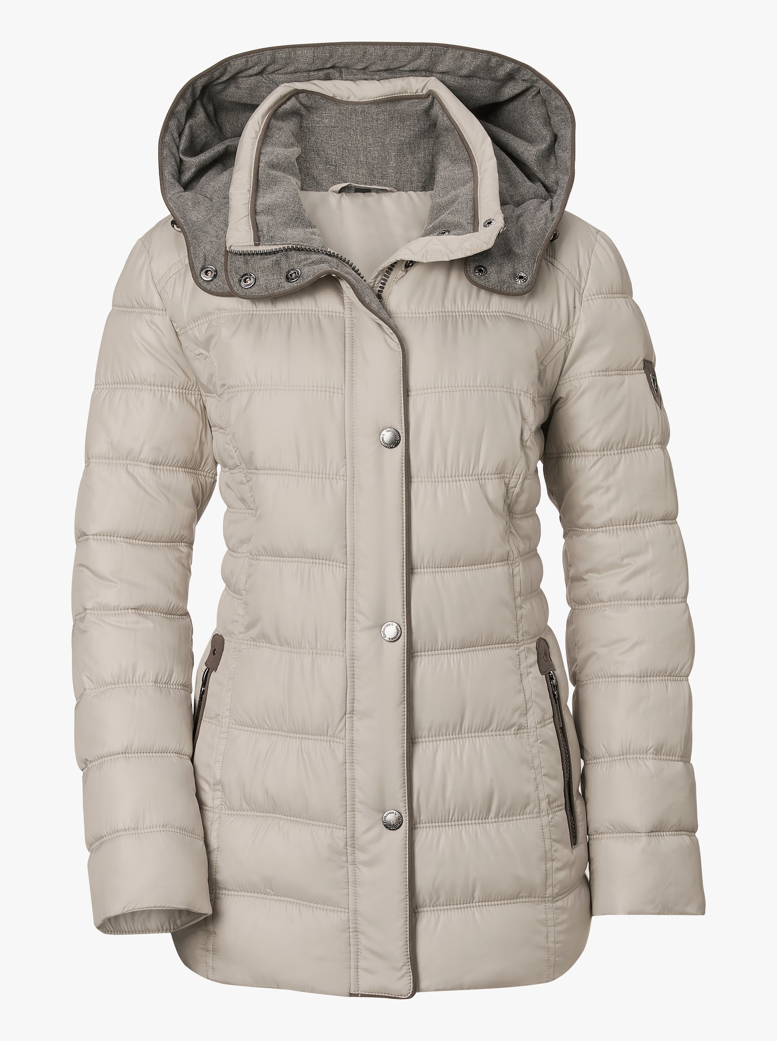 Gewatteerde jas met afneembare capuchon - natuursteen