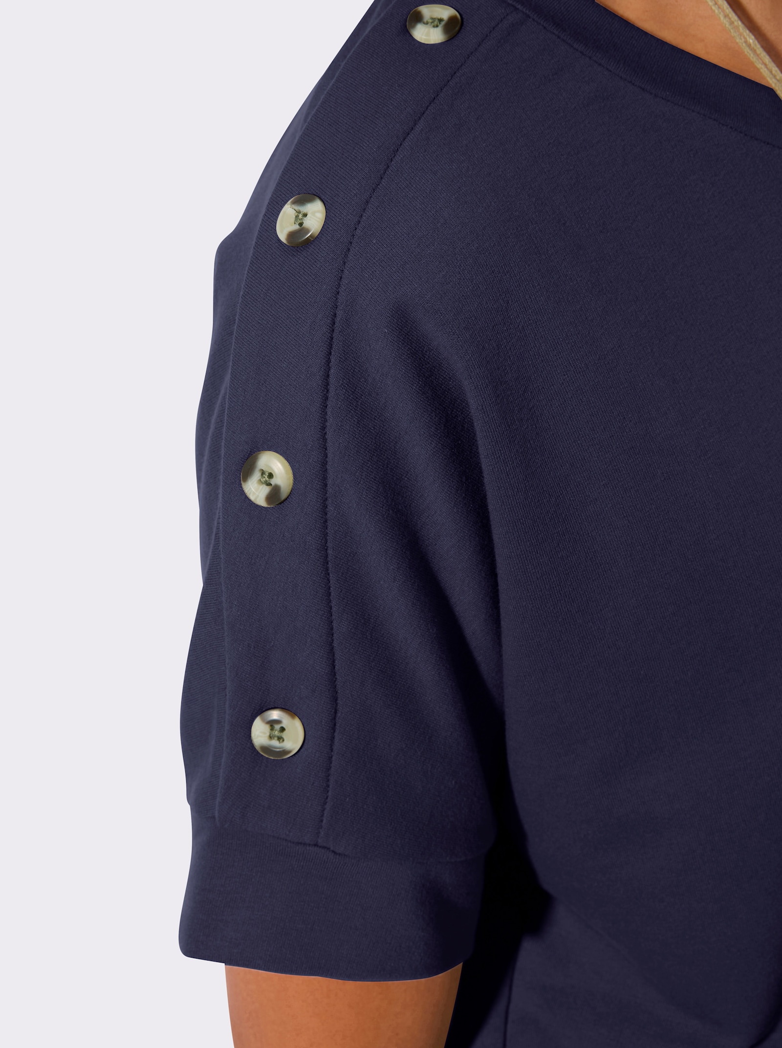 Sweatshirt mit Zierknöpfen an der Schulterpartie - marine