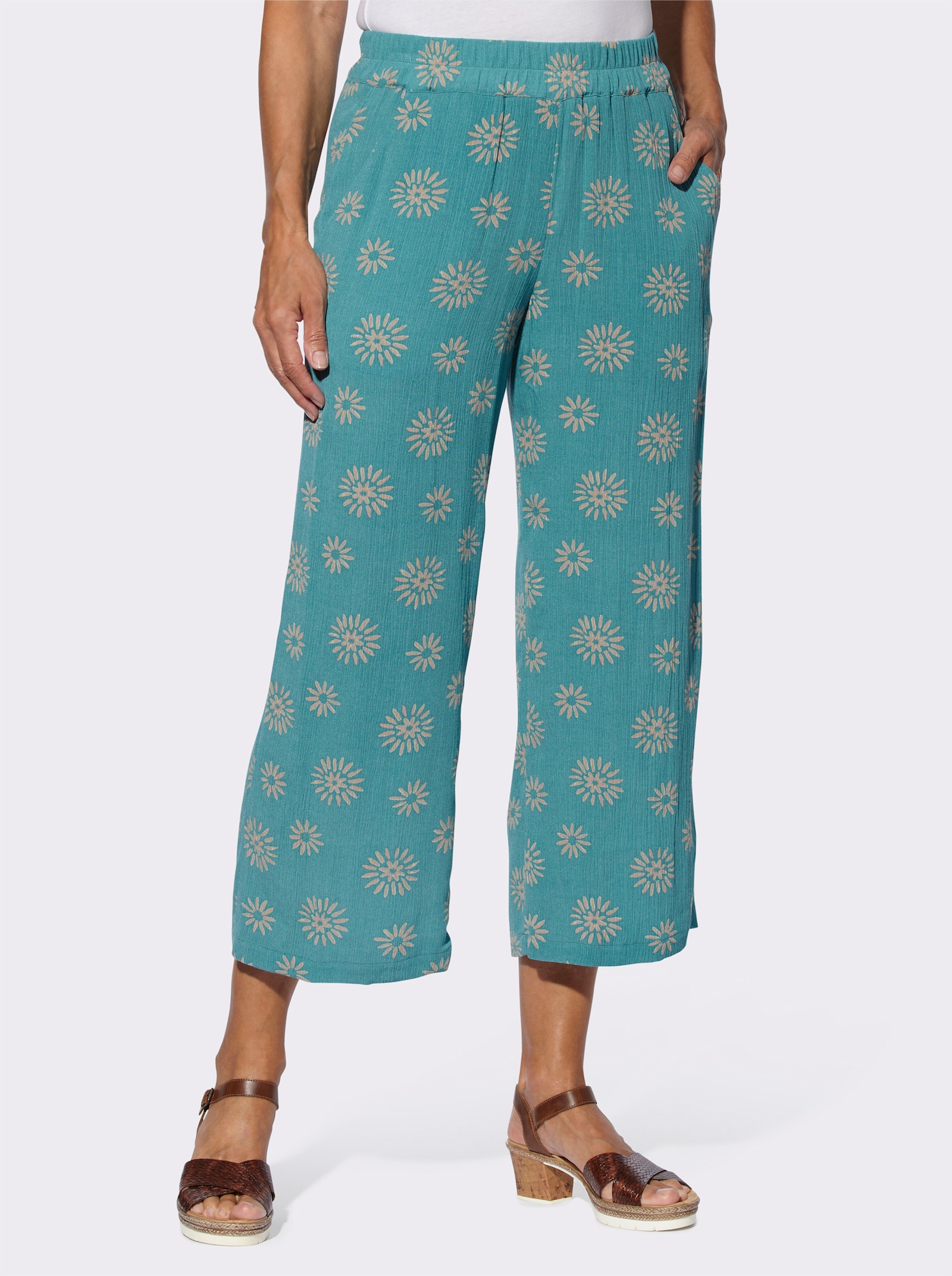 Druckhose mit Dehnbund, rundum - ozean-sesam-bedruckt