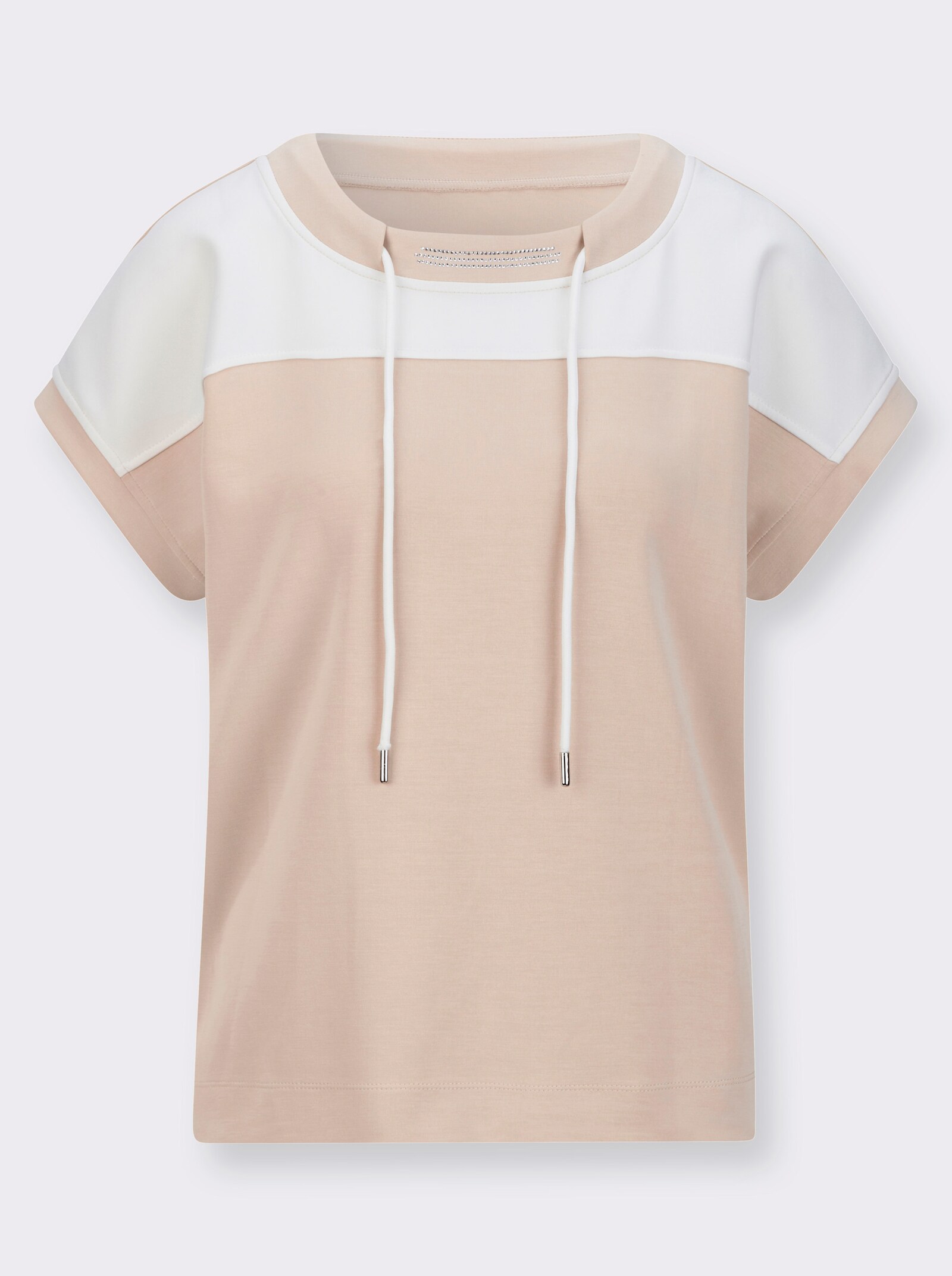 Shirt mit Glitzersteinchen - elfenbein-ecru