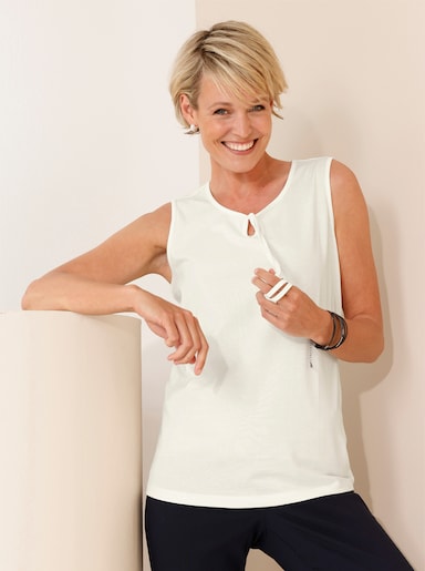 Shirttop met bindceintuur - ecru