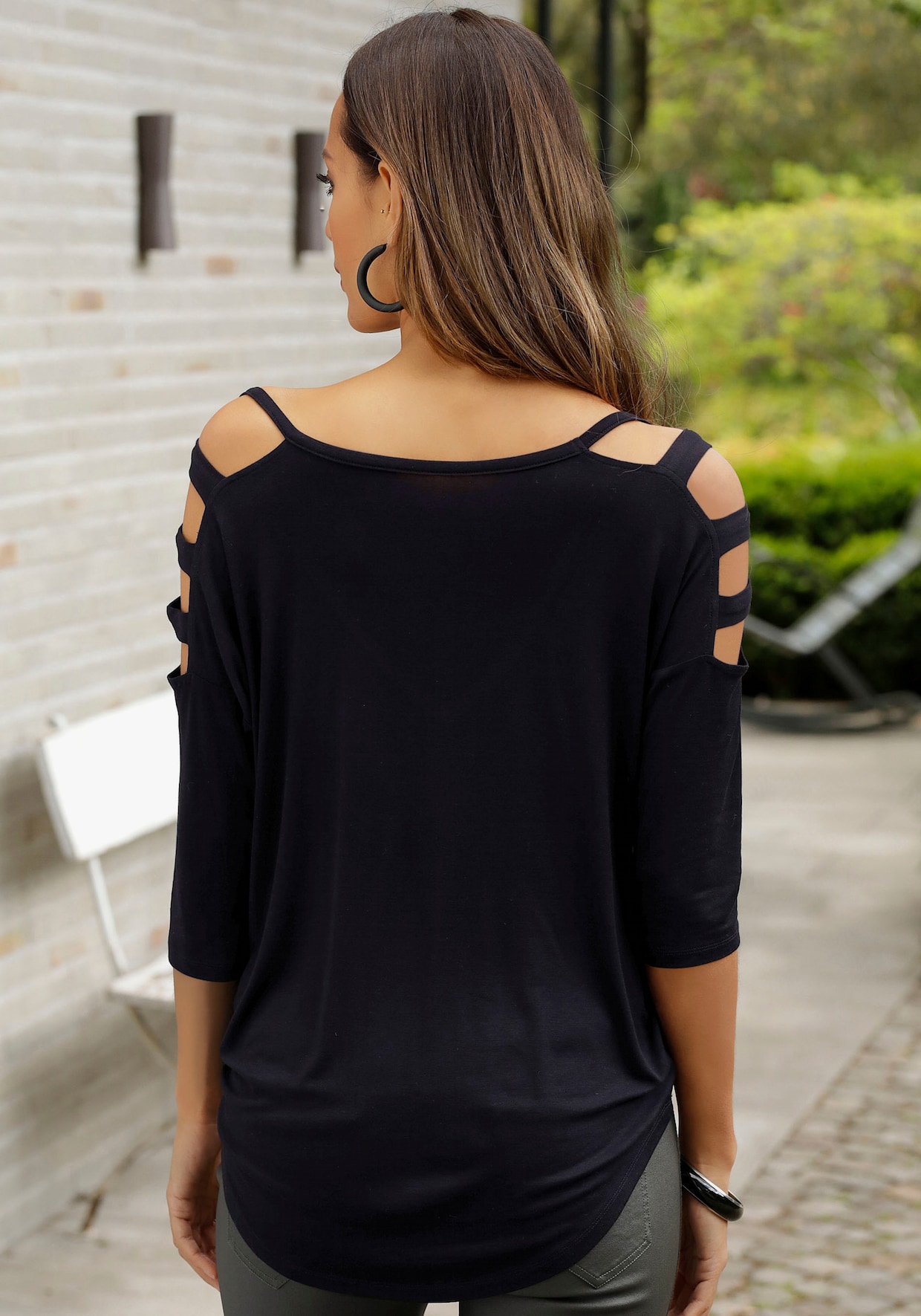 LASCANA Shirt met 3/4-mouw - zwart