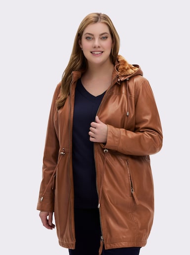 Mainpol Lederjacke aus Lammnappa - cognac