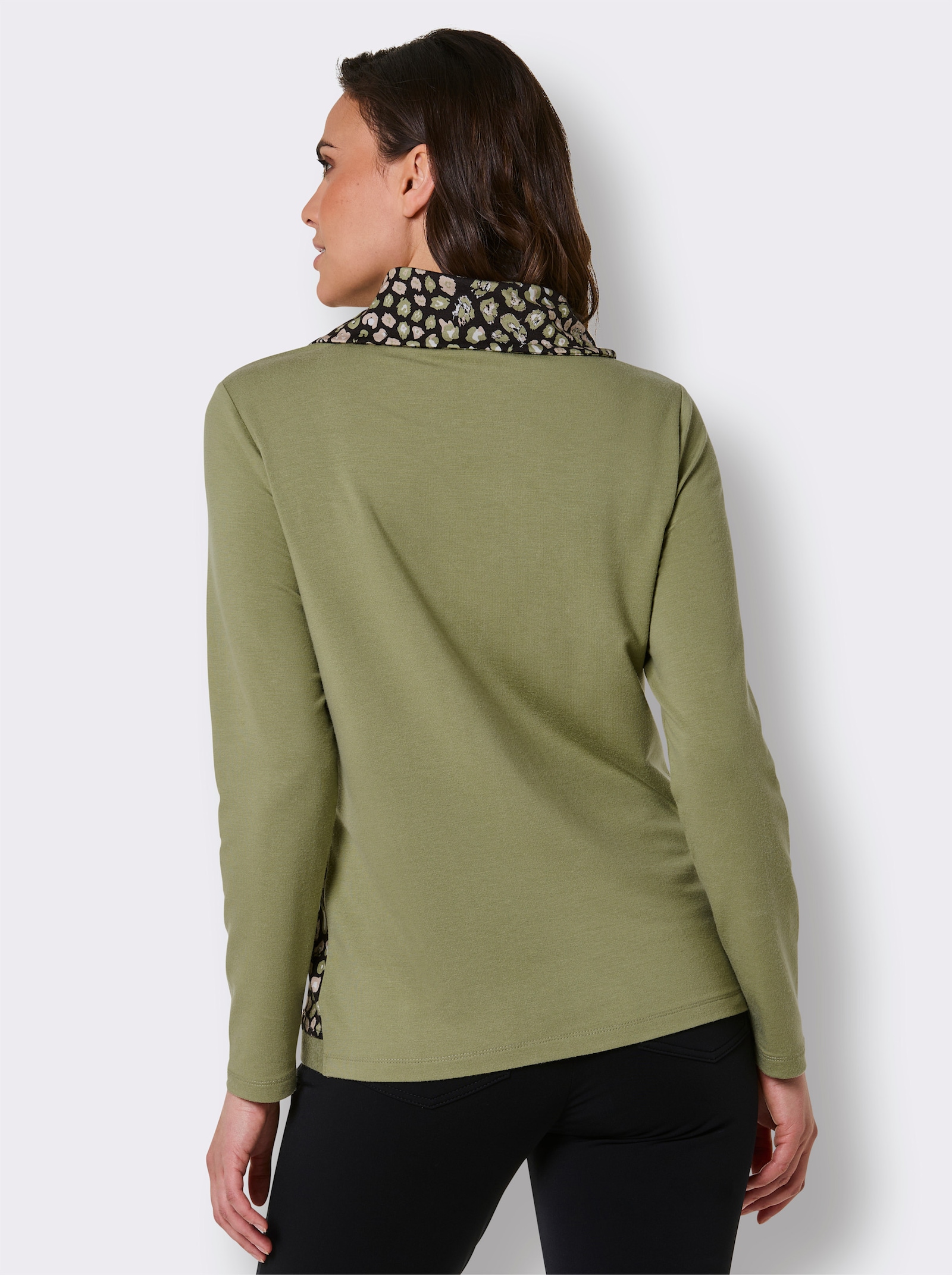 CREATION L PREMIUM Rollkragenshirt in TENCEL-Qualität von Lenzing - schilf-schwarz-gemustert