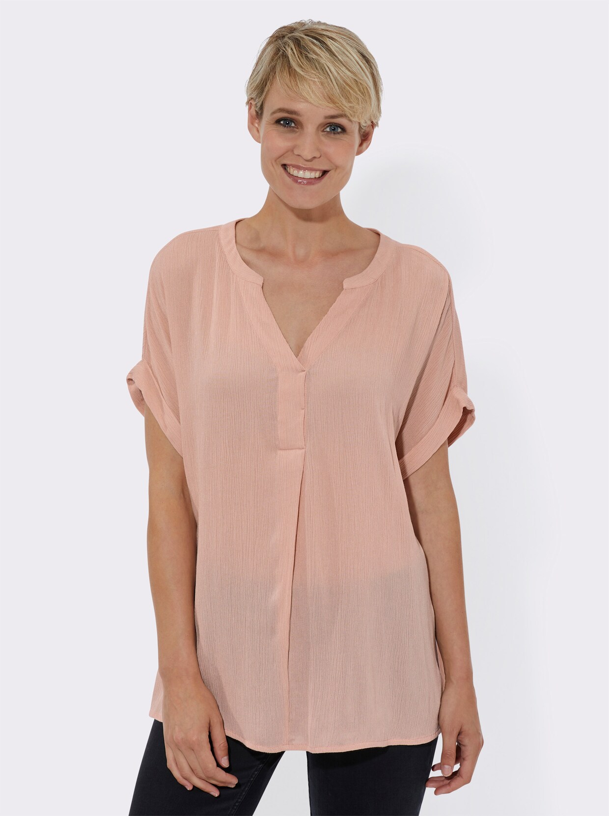 Blouse m. korte mouwen - poudre