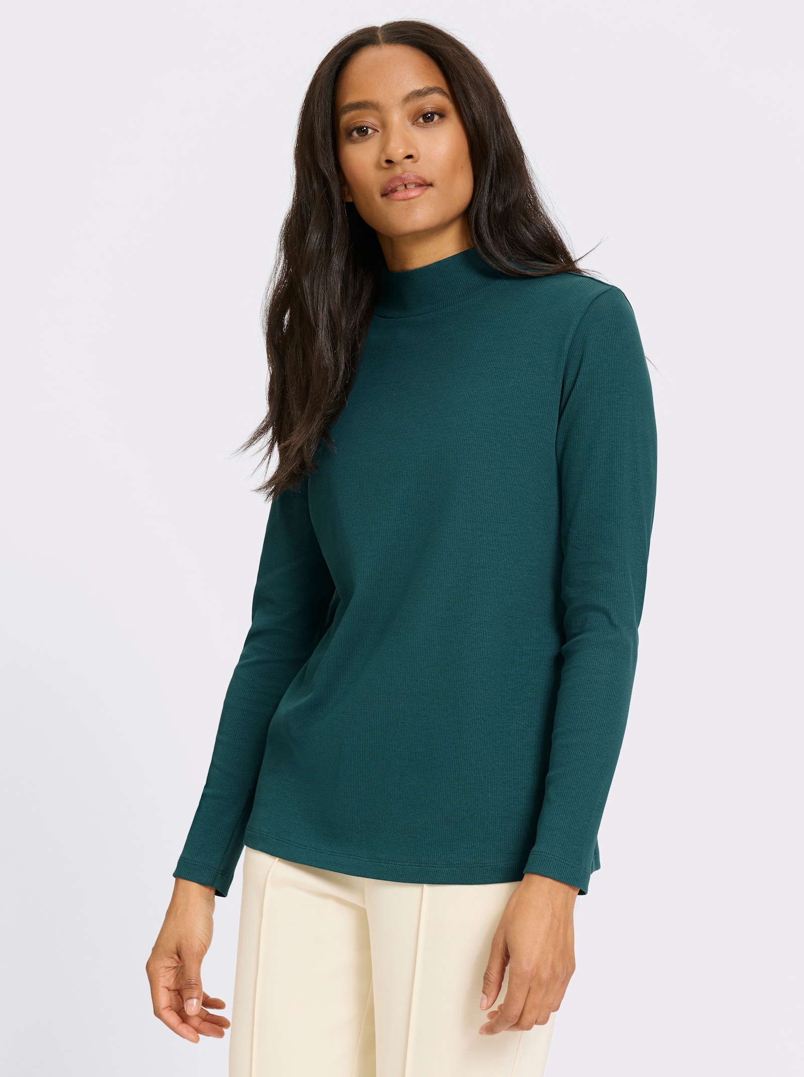 heine Stehkragenshirt in Feinripp-Qualität - petrol