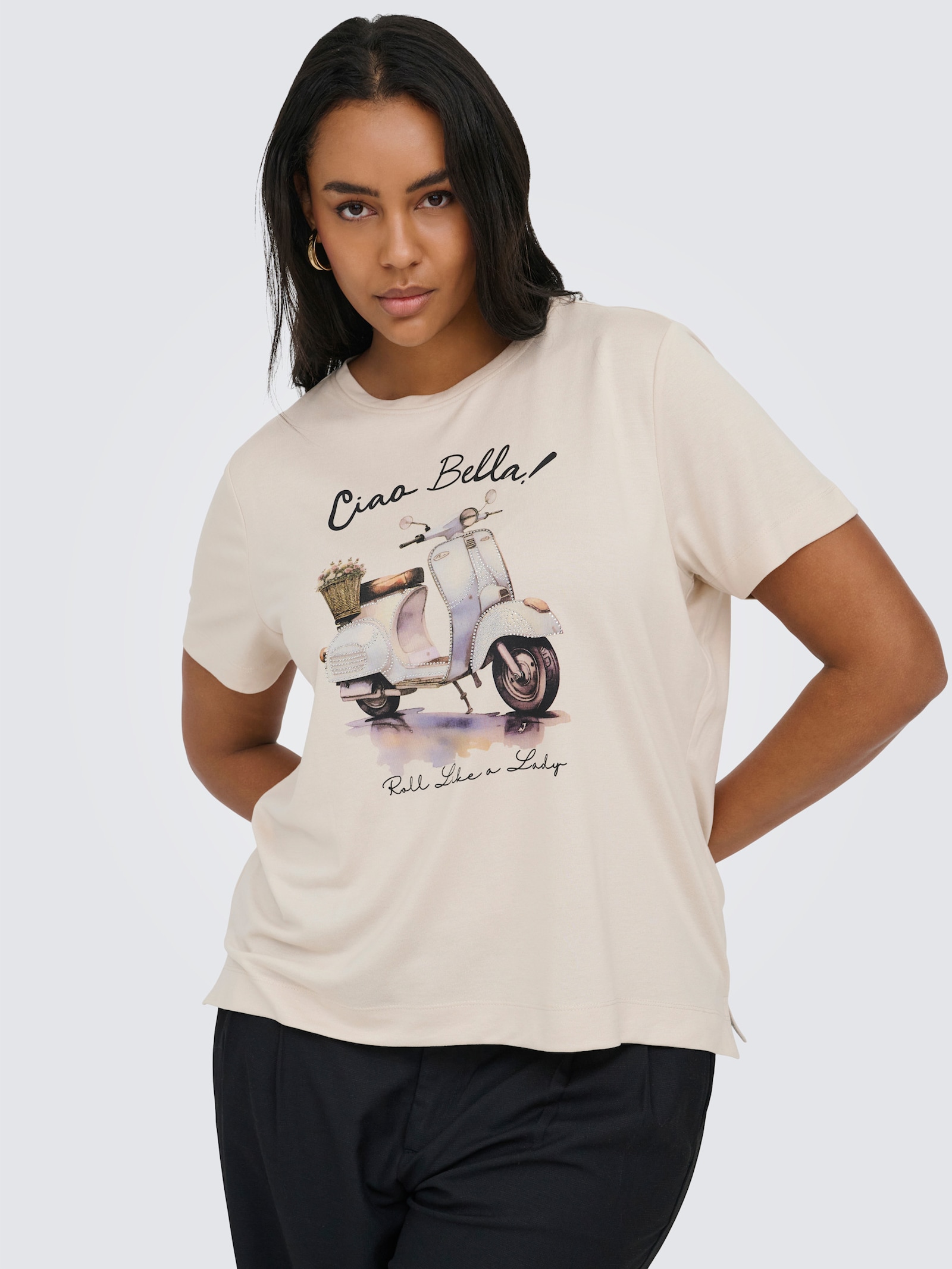 ONLY CARMAKOMA T-Shirt - oatmeal print:scooter