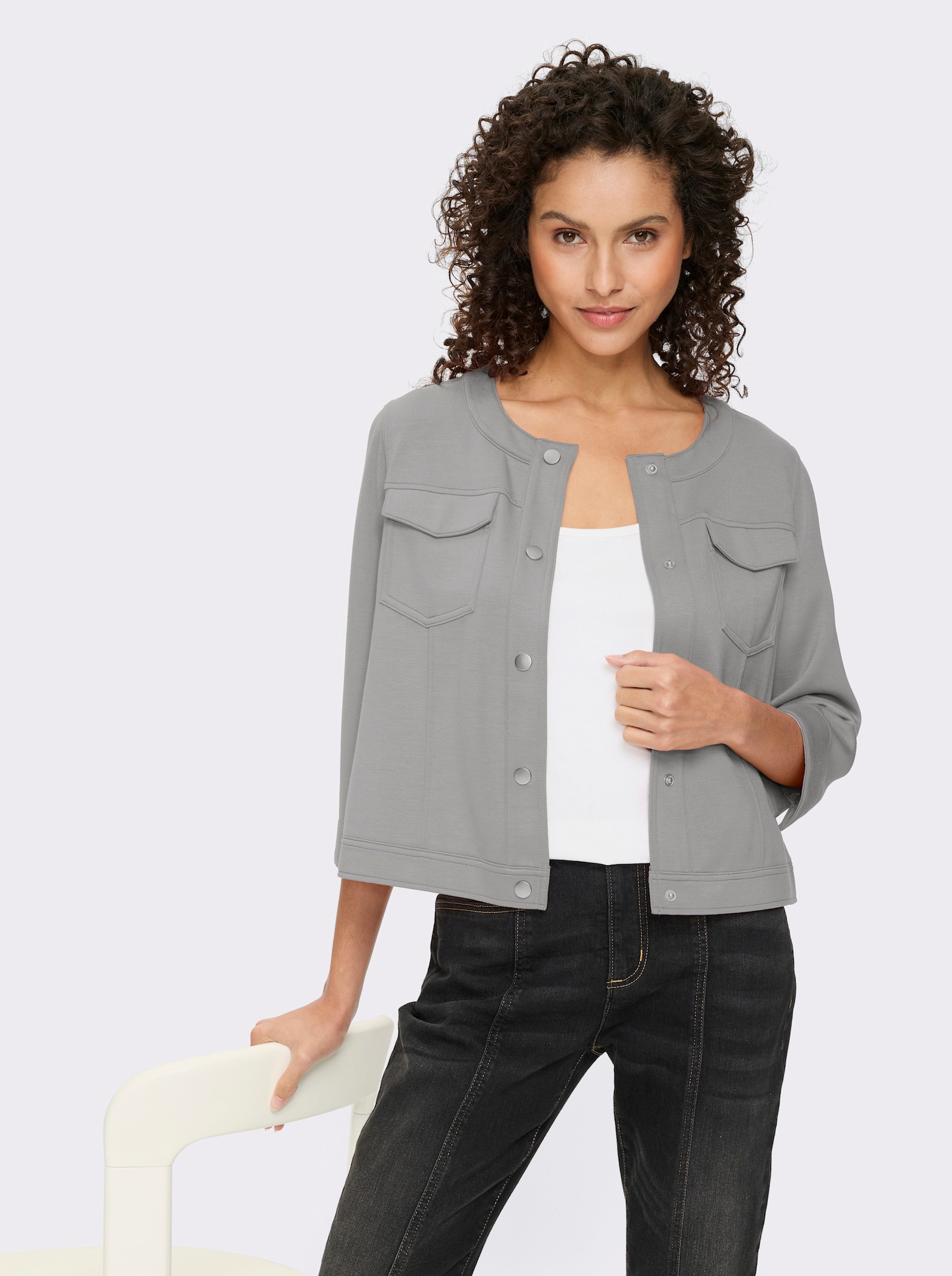 heine Shirtjacke - steingrau