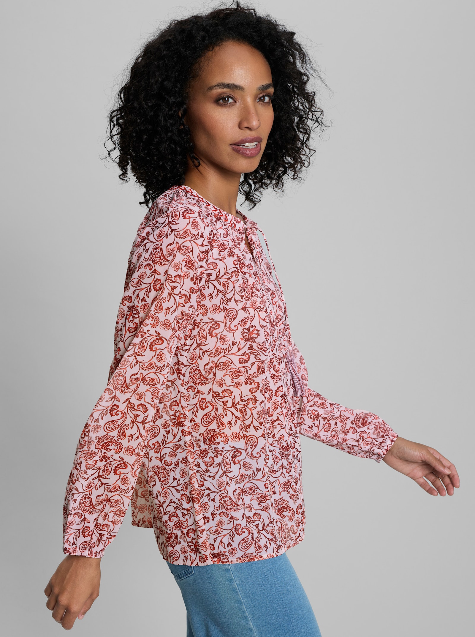 heine Georgettebluse mit Paisley-Muster - ecru-rotbraun-bedruckt