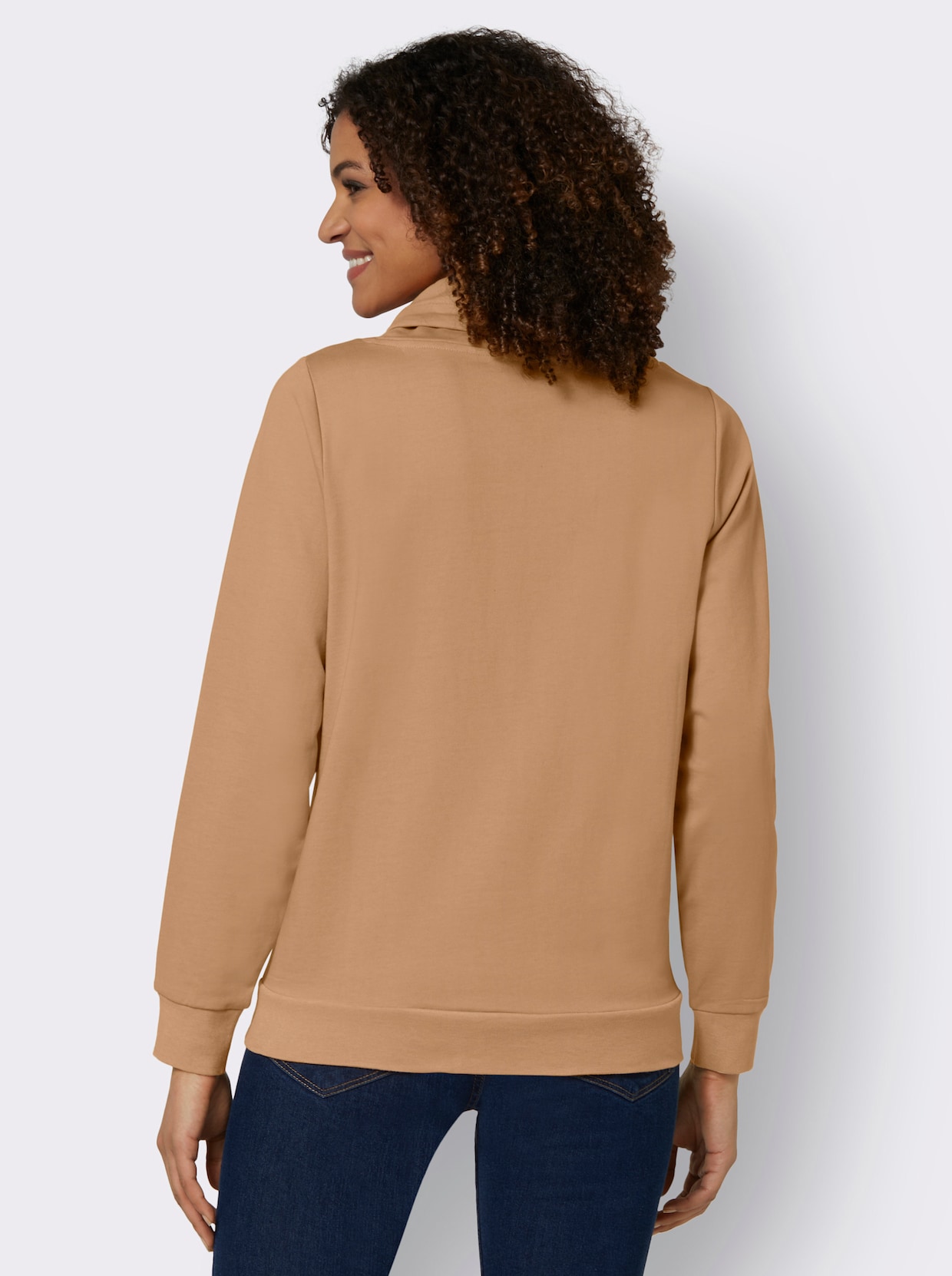 Sweatshirt - camel/ecru gemêleerd