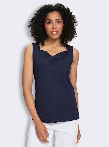 Shirttop met hartvormige hals - marine