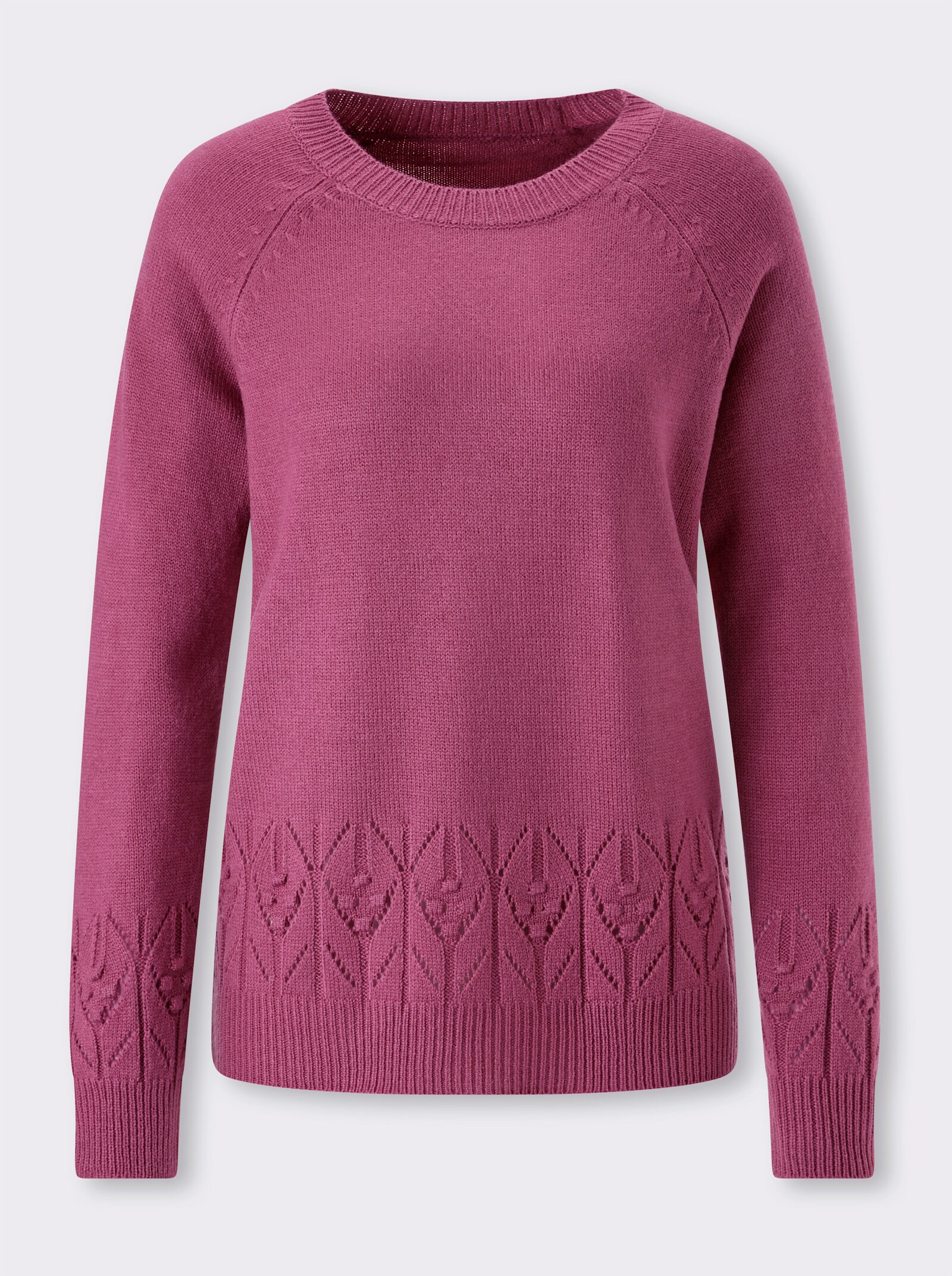 Langarm-Pullover mit Strickmuster im Vorderteil - erika