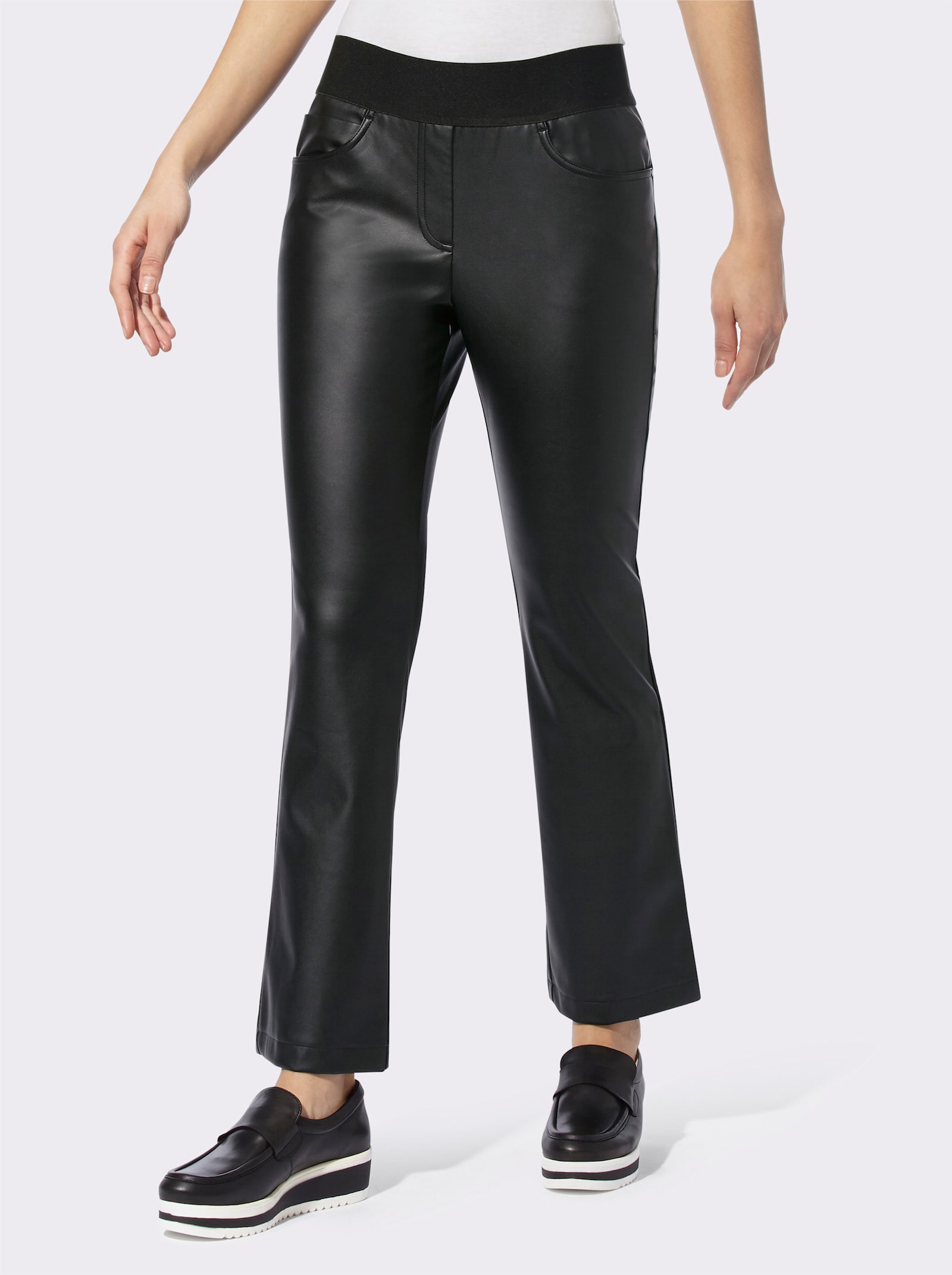 heine Pantalon 5 poches avec large ceinture confort - noir
