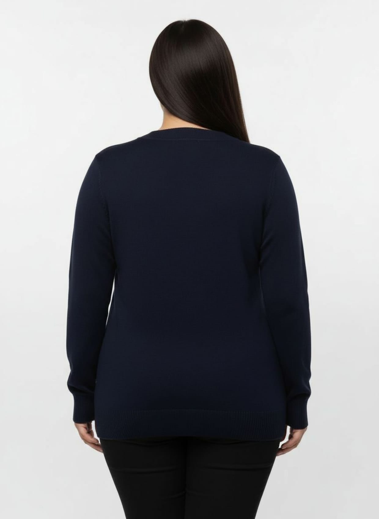 V-Ausschnitt-Pullover aus Feinstrick - marine