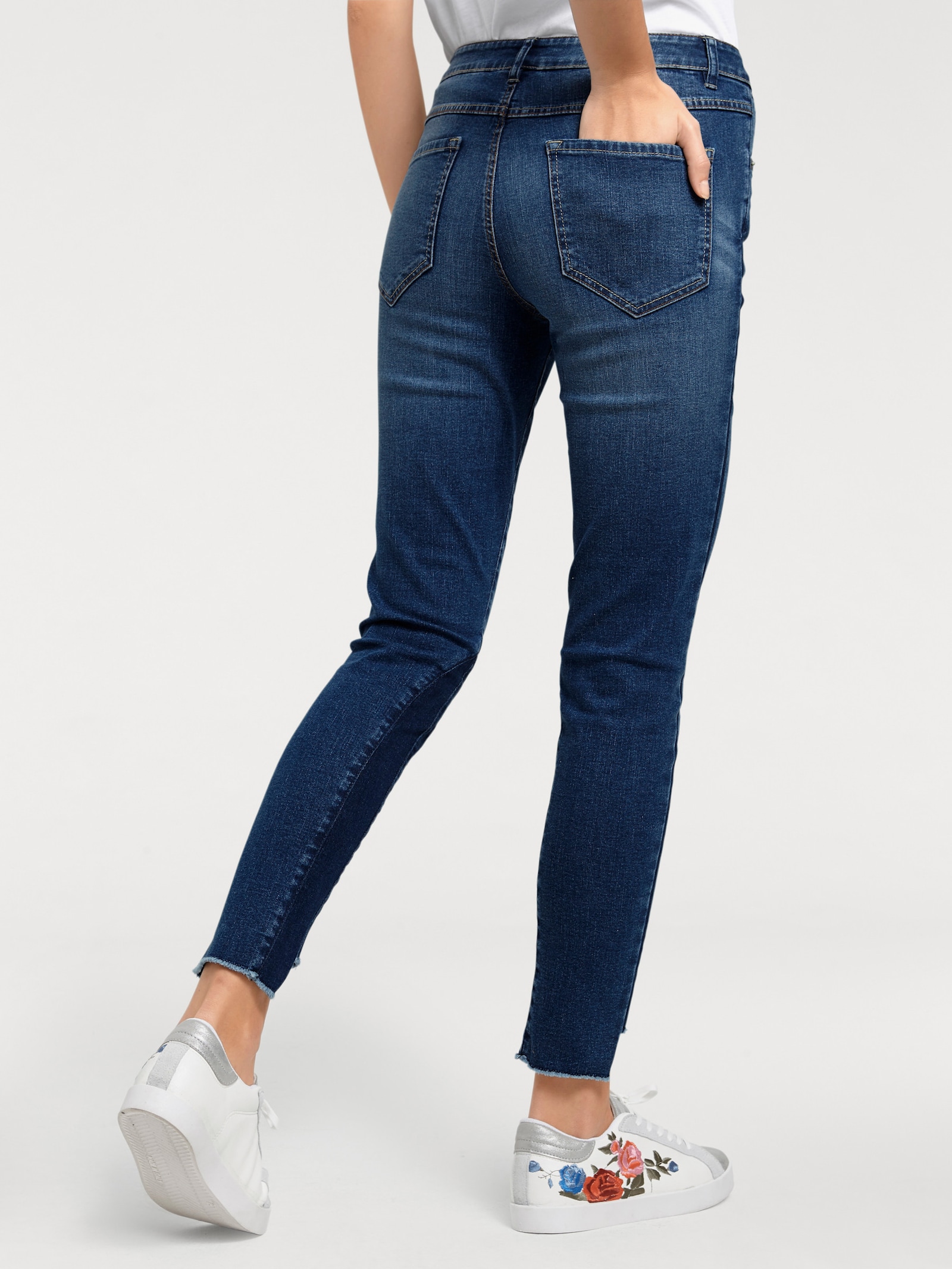 heine Destroyed-Jeans mit Power-Mesh - blue denim