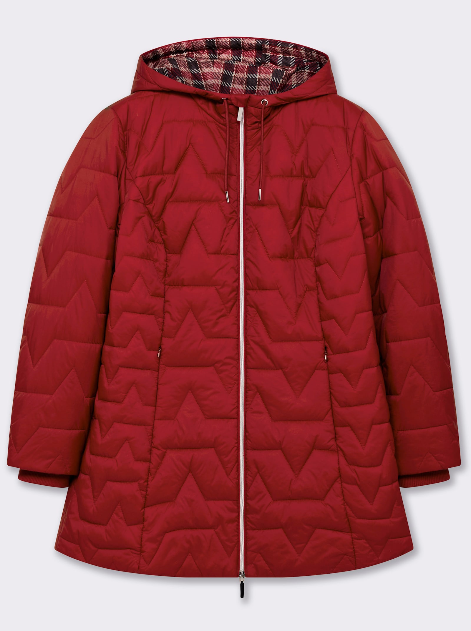 sheego Steppjacke mit kariertem Innenfutter - kirsche