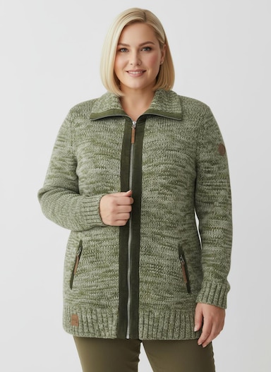 Longstrickjacke - schilf-ecru-meliert