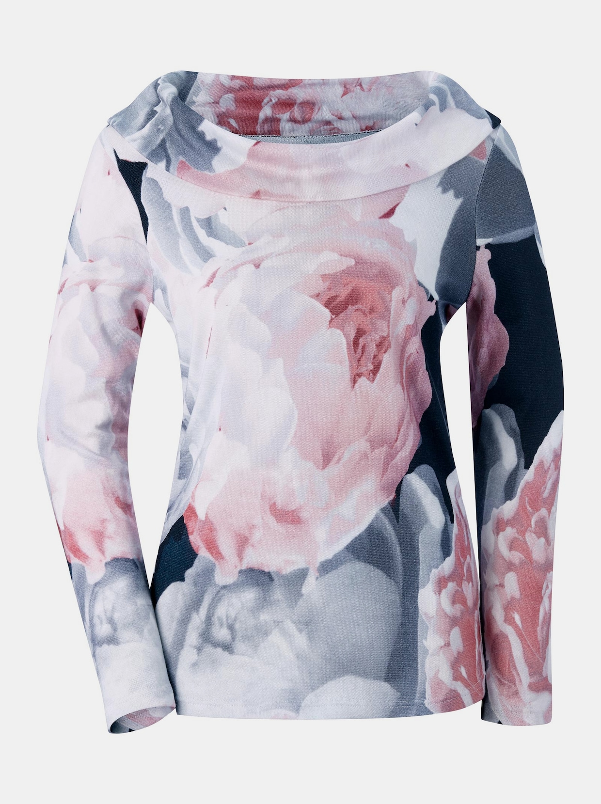 Pullover met cascadehals - roze geprint