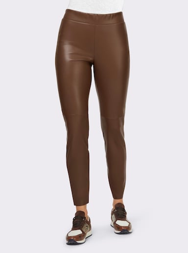 heine Broek van imitatieleer in flatteus comfortmodel - bruin
