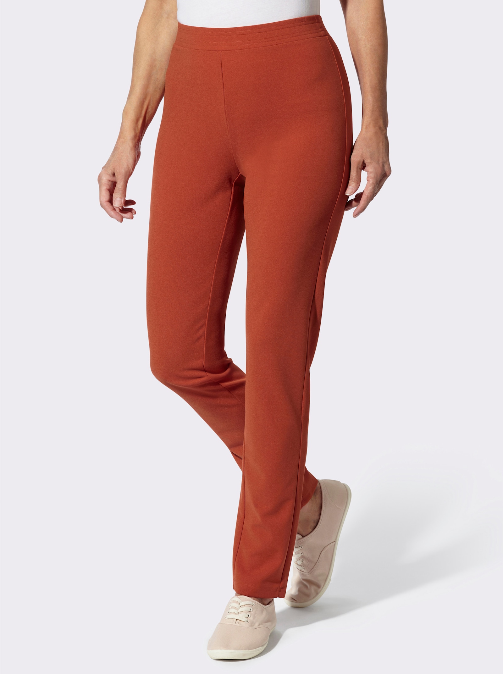 Schlupfhose in schmaler Schnittführung - rostrot