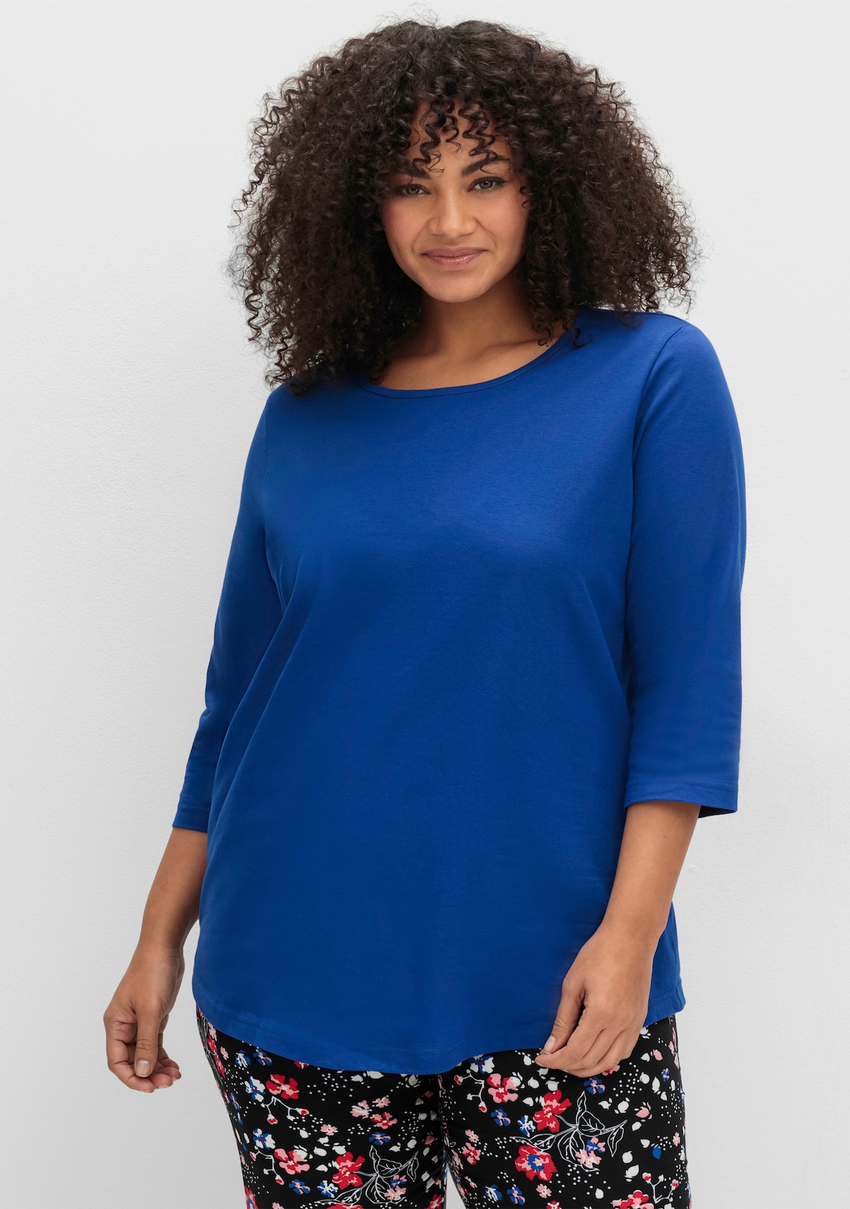 Longshirt - royalblau + pink