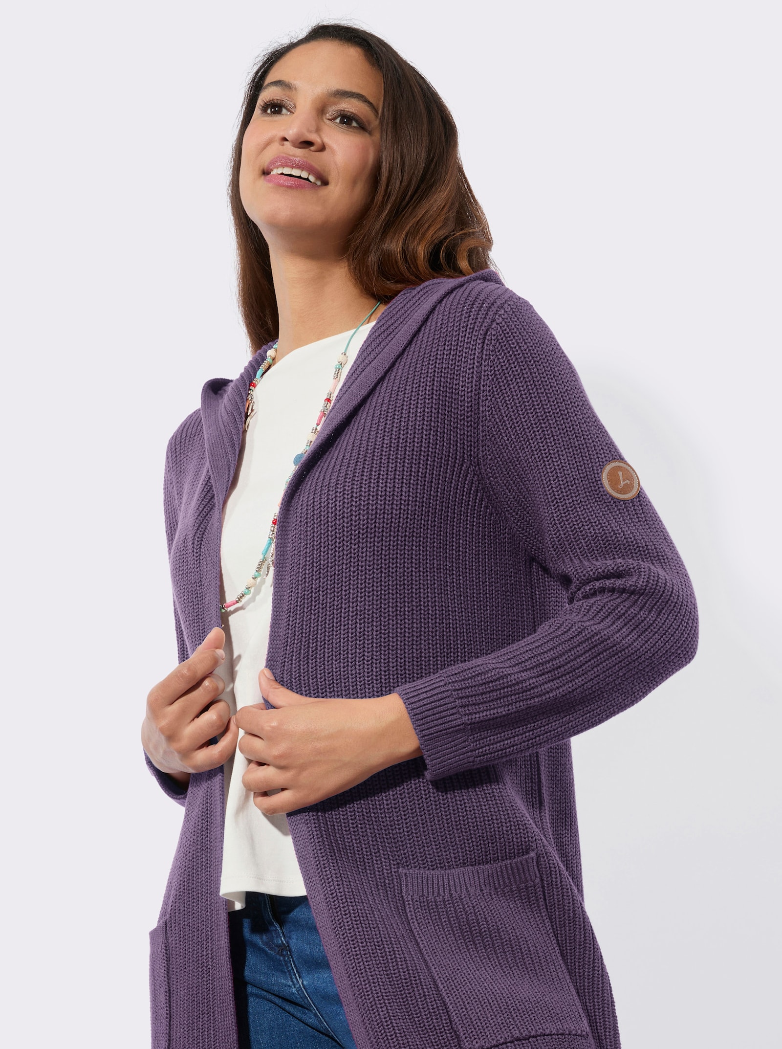 Strickmantel in offener Form - feige