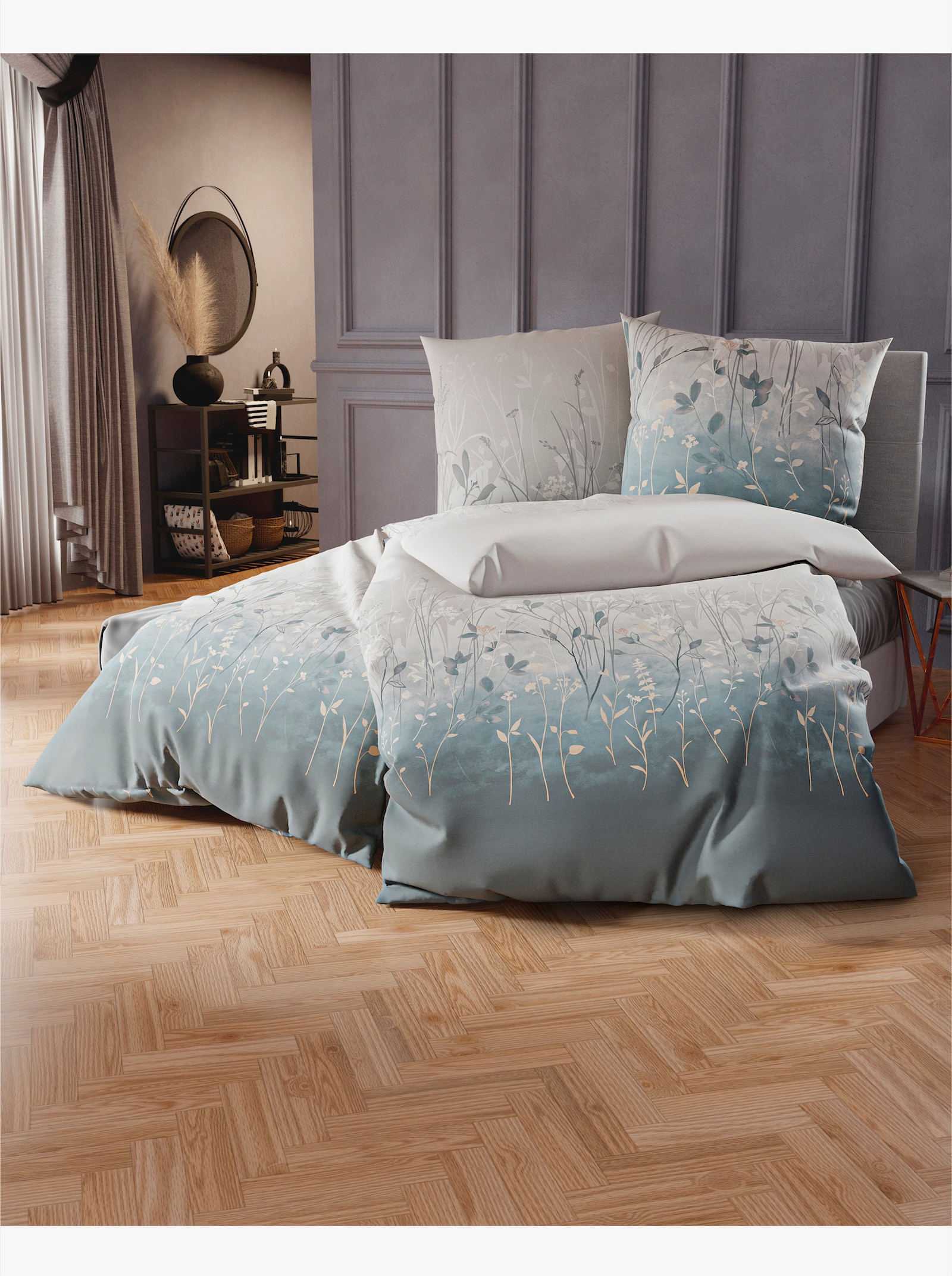 Kaeppel Bedtextiel - duifblauw/grijs bedrukt