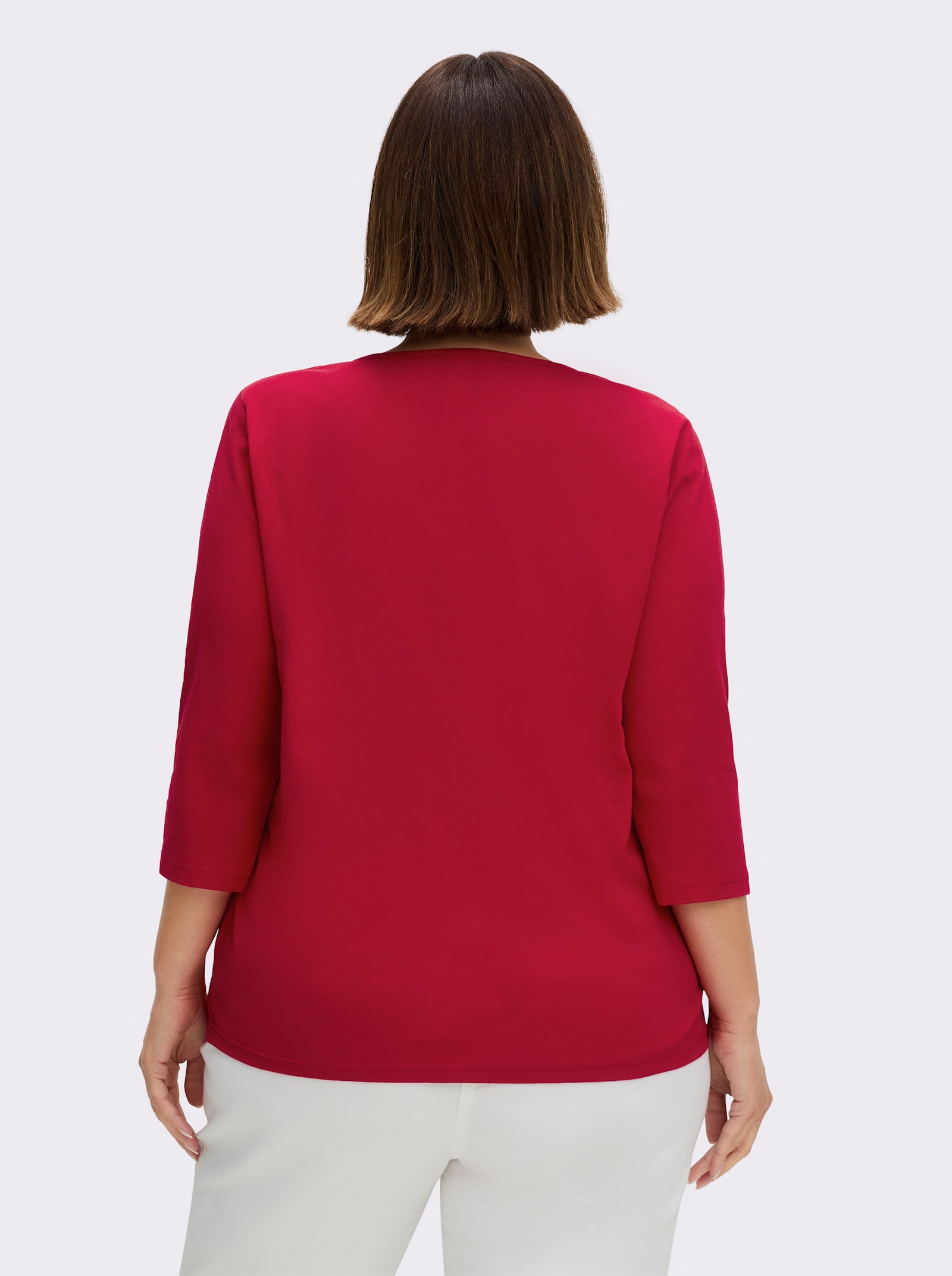 3/4-Arm-Shirt mit Ziersteinchen - rot