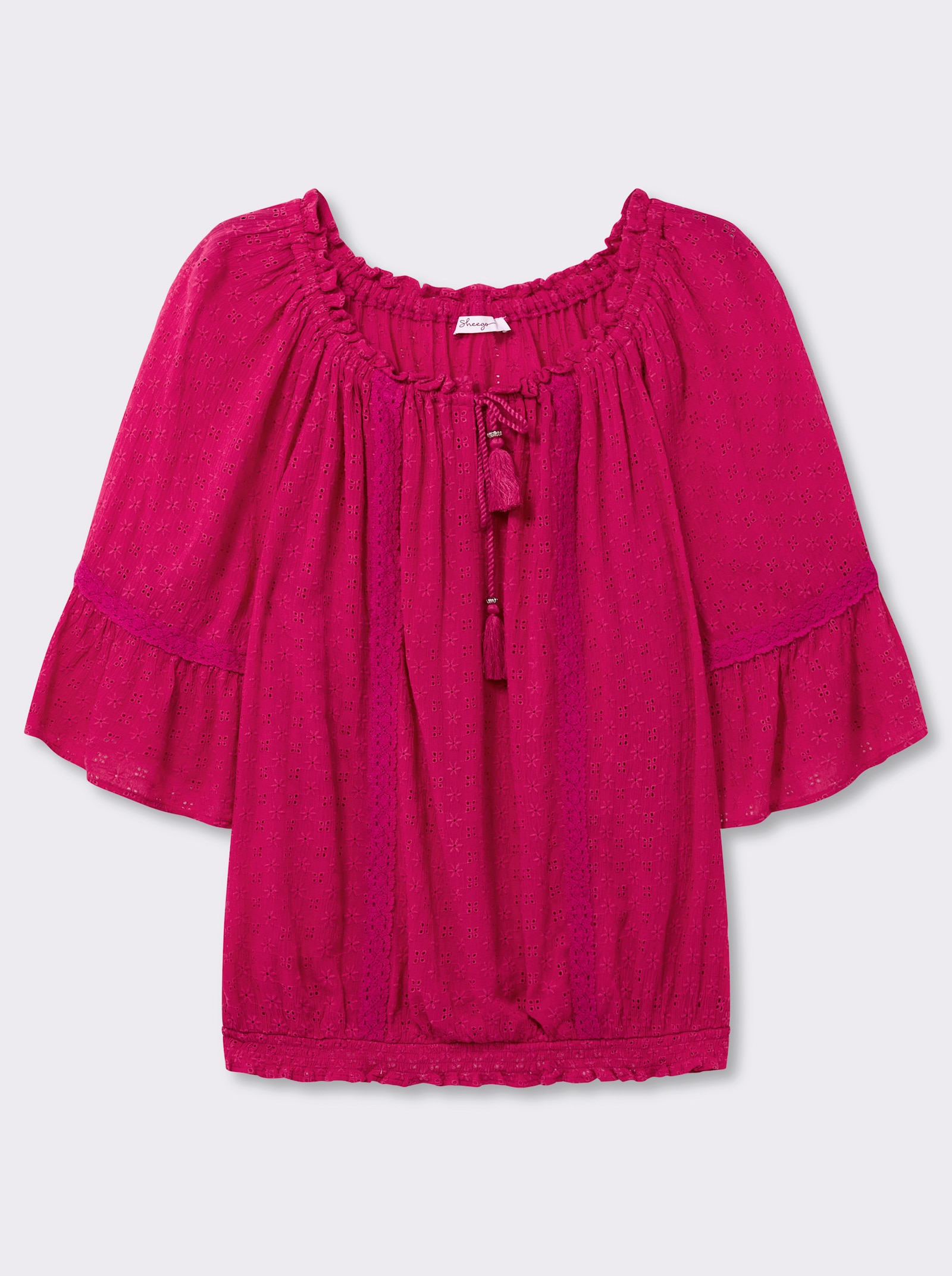 sheego by Joe Browns Tunika aus Lochstickerei - pink