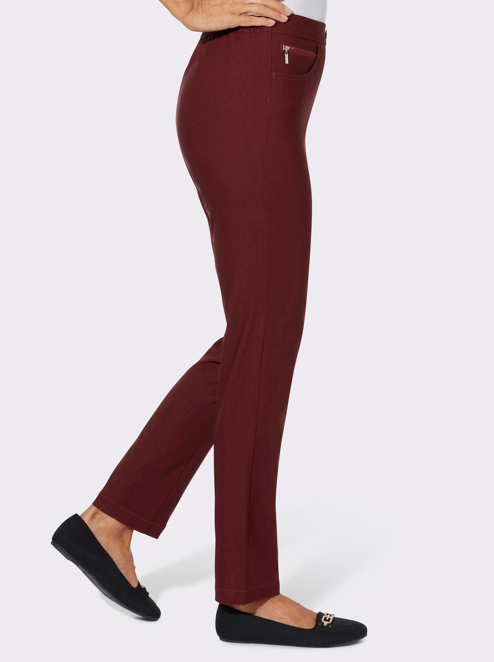 Bengalinebroek met sierritssluitingen - bordeaux