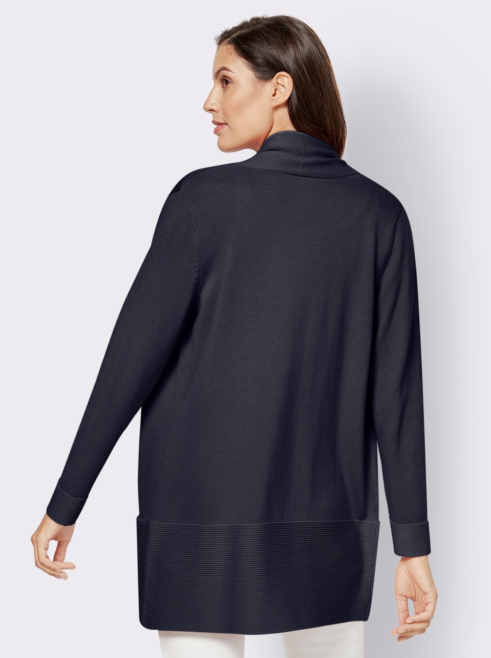 Longstrickjacke mit Schalkragen - marine
