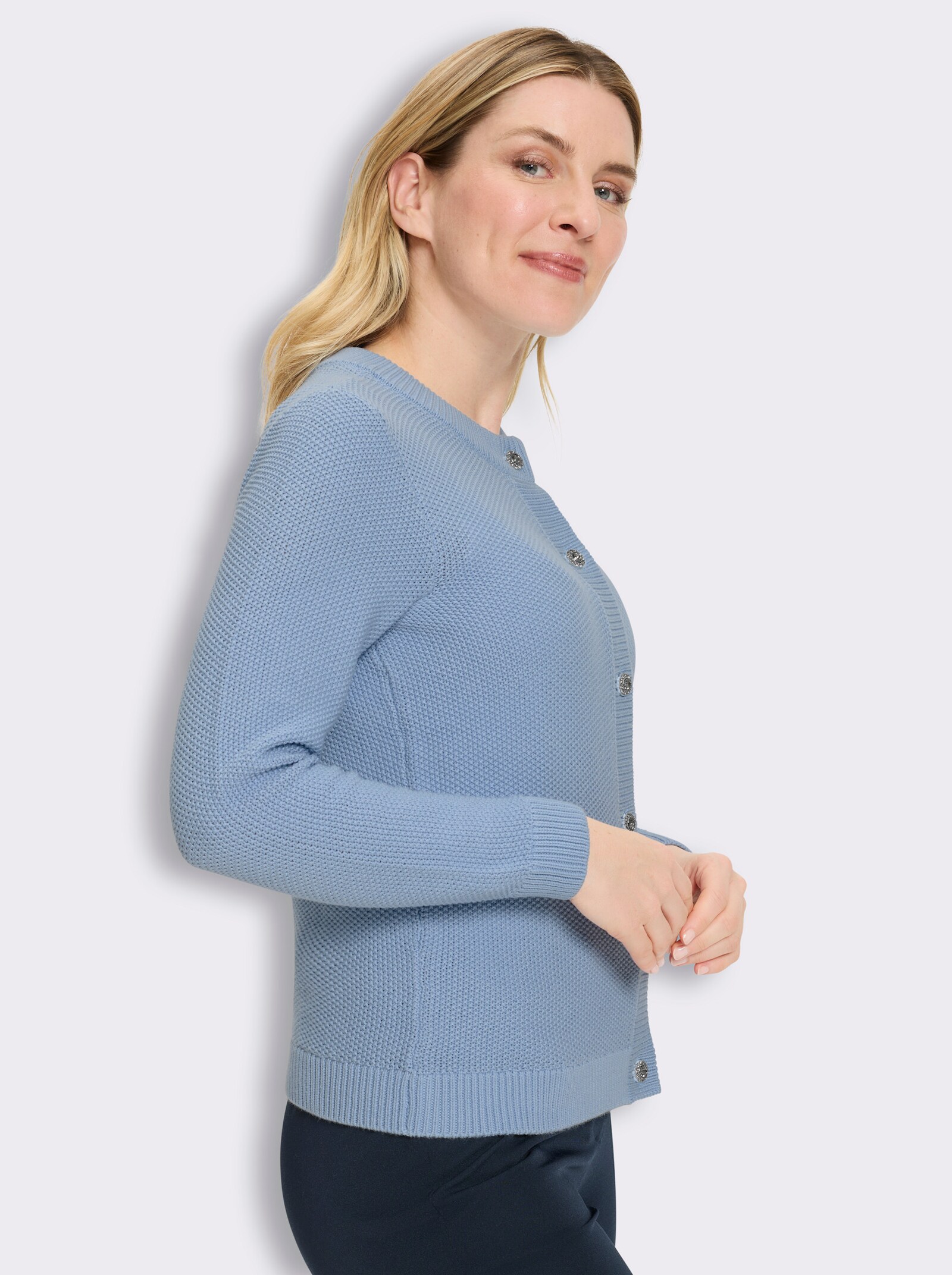 Cardigan mit Schmuckknöpfen - eisblau