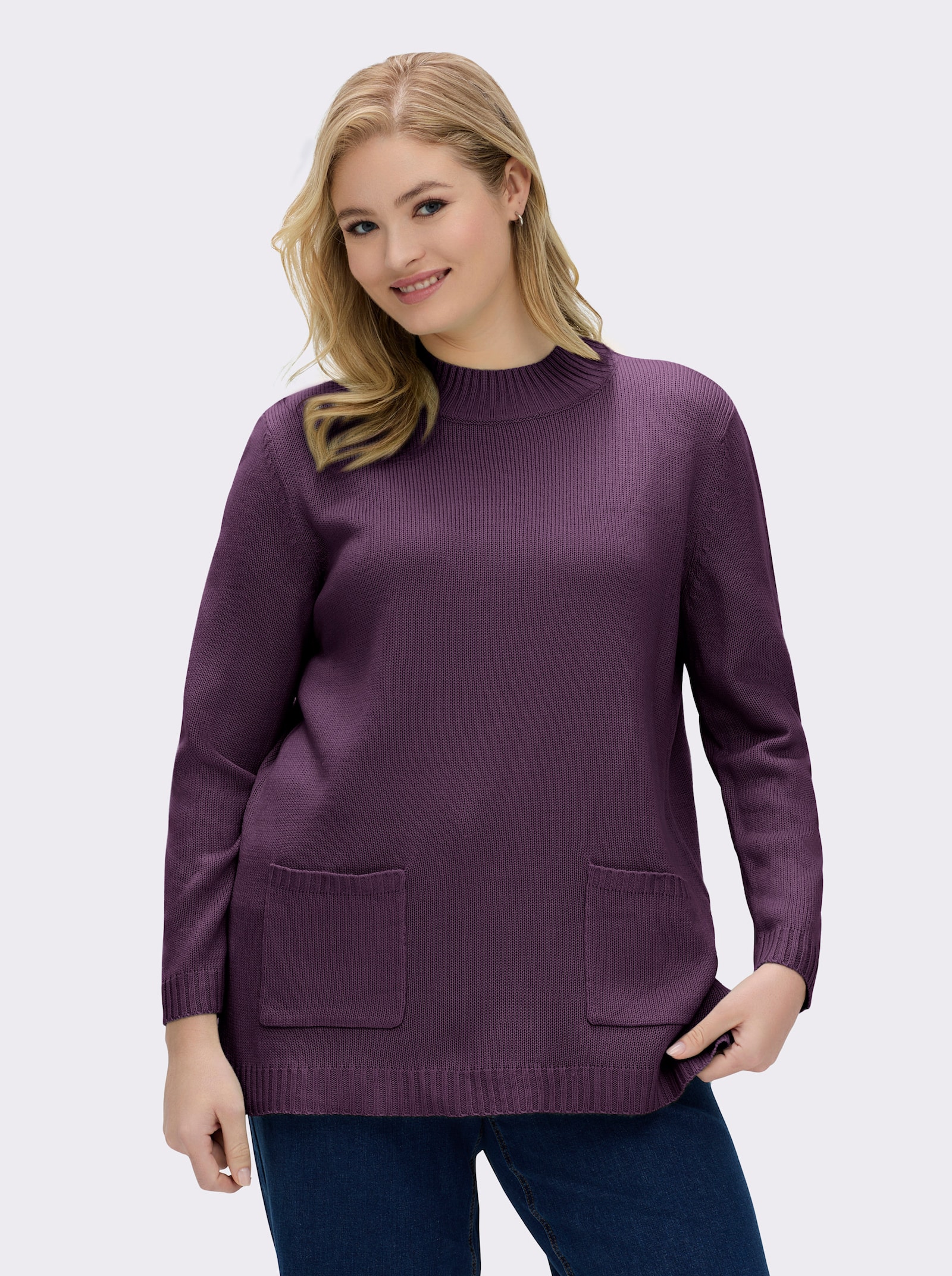 Longpullover mit Stehkragen - traube