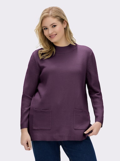 Longpullover mit Stehkragen - traube