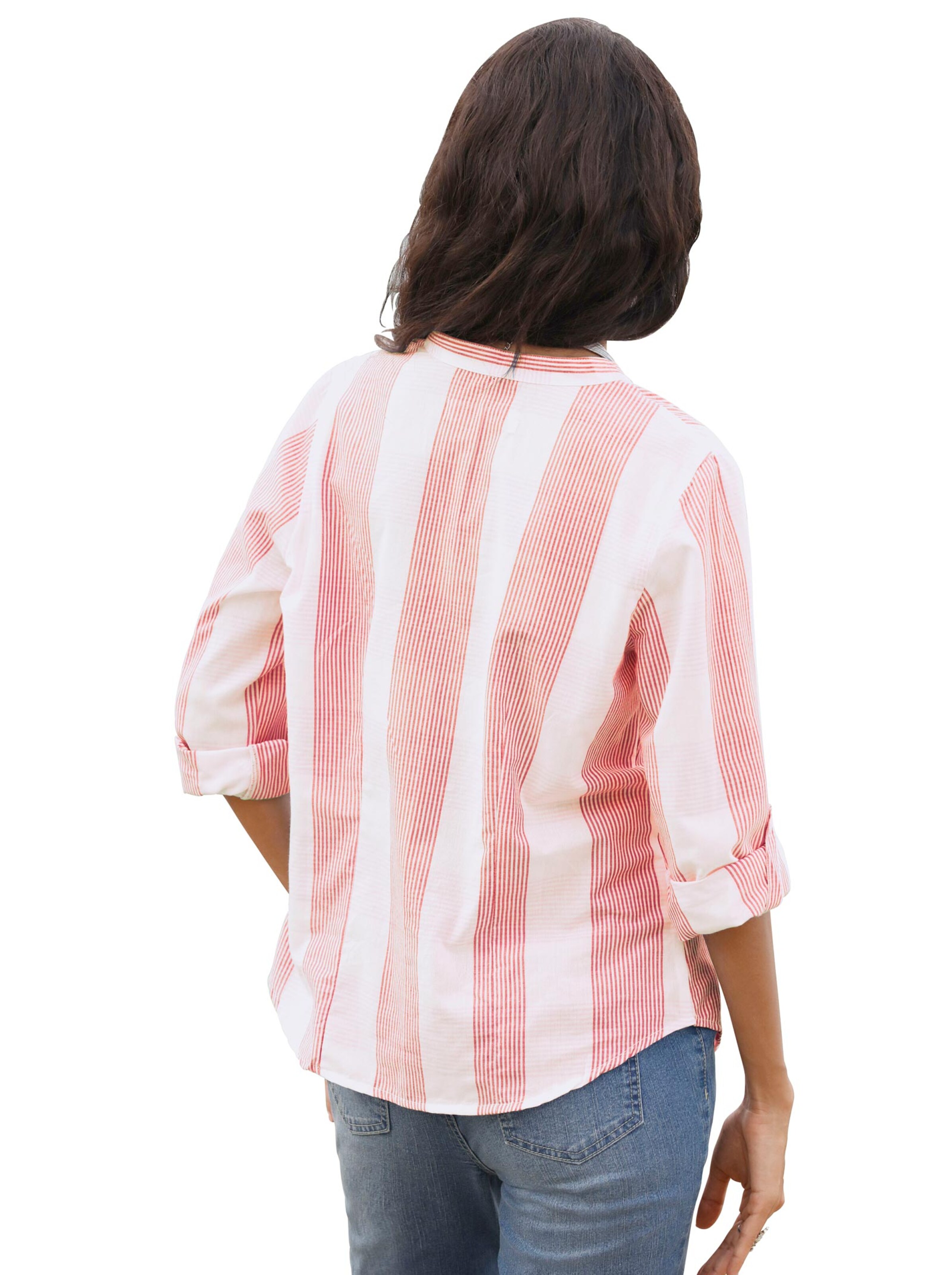 Collection L Baumwollbluse - lachs-weiß-kariert