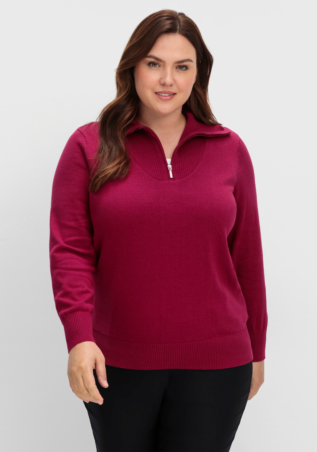 Troyer aus reiner Baumwolle - weinrot