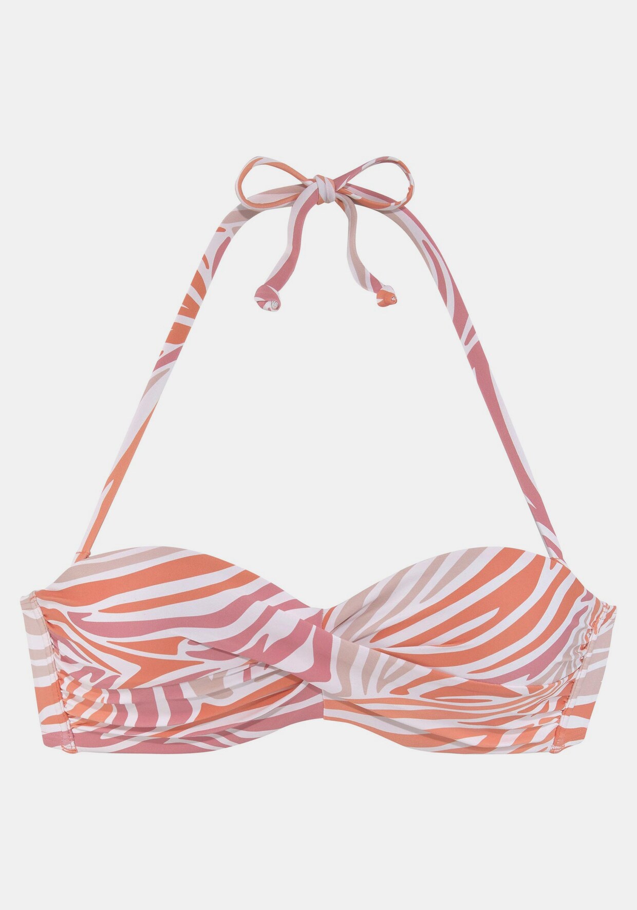 Sunseeker Bügel-Bandeau-Bikini-Top - weiss-orange-rose