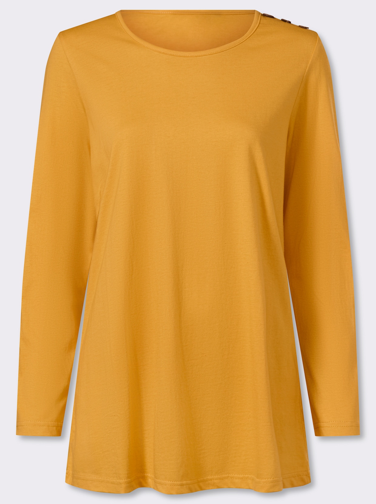 Lang shirt met sierknopen - oker