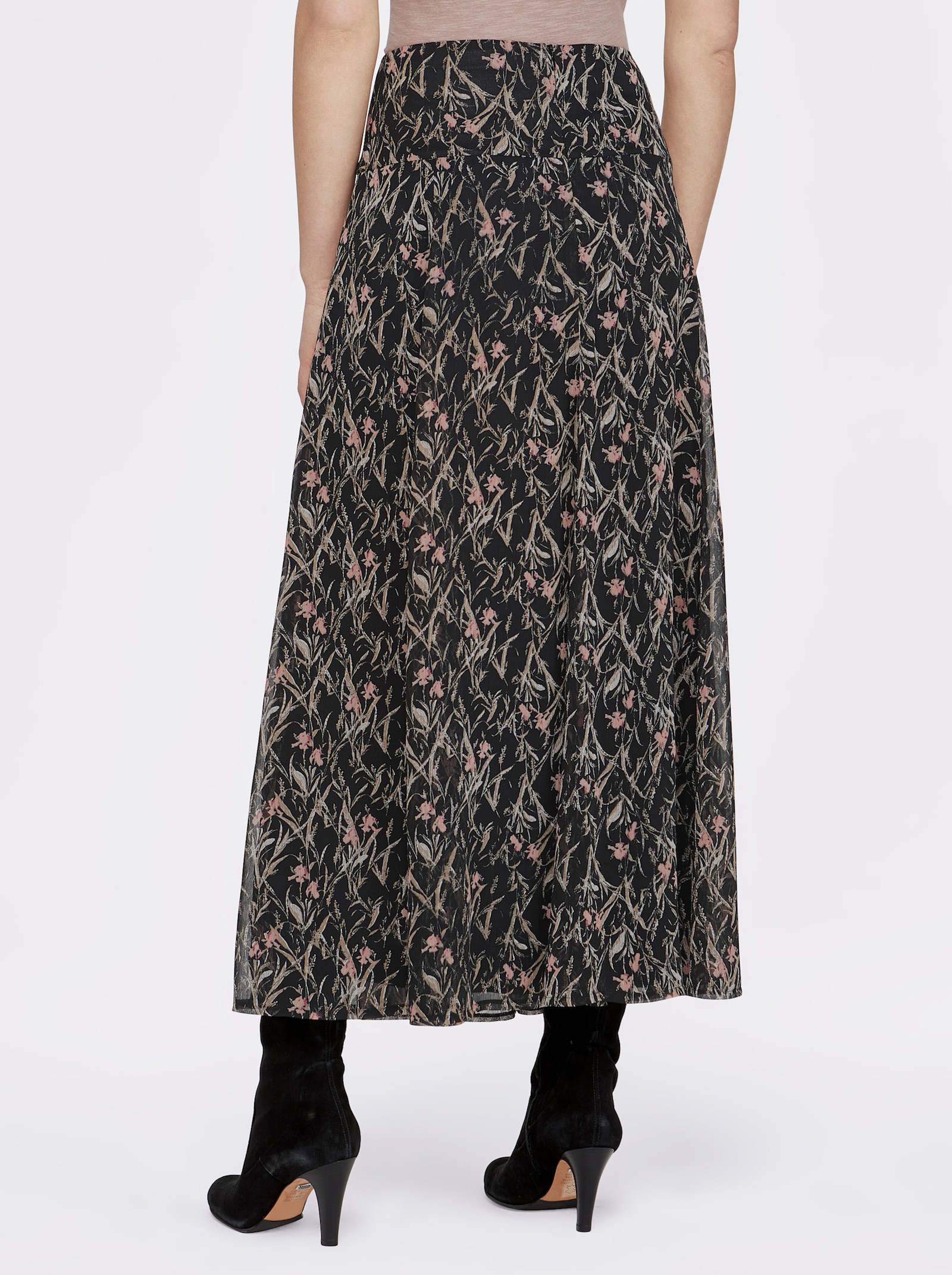 Maxirock mit blickdichter Lage - rosé-gemustert