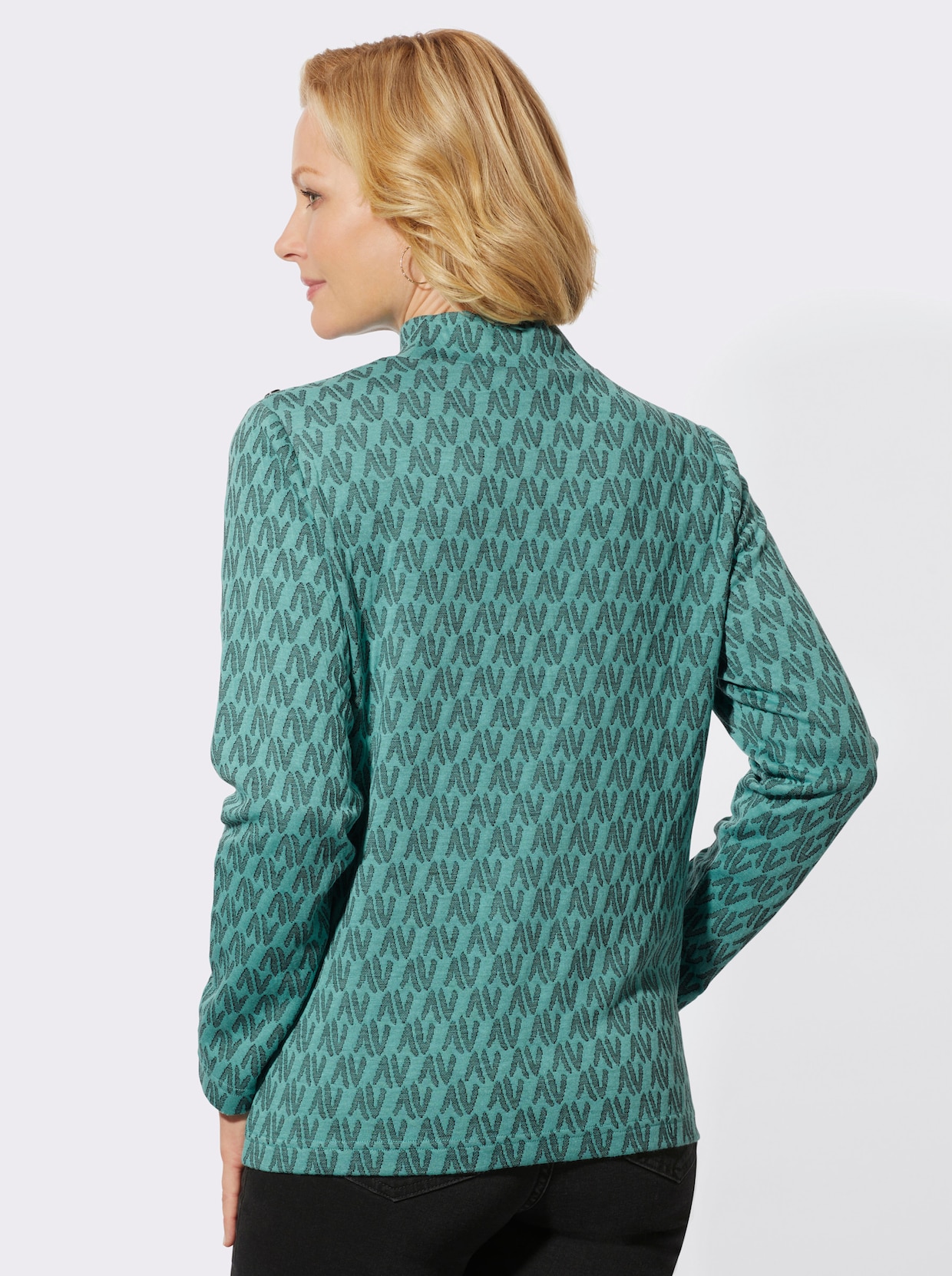 Shirt met opstaande kraag - oceaan/zwart gedessineerd