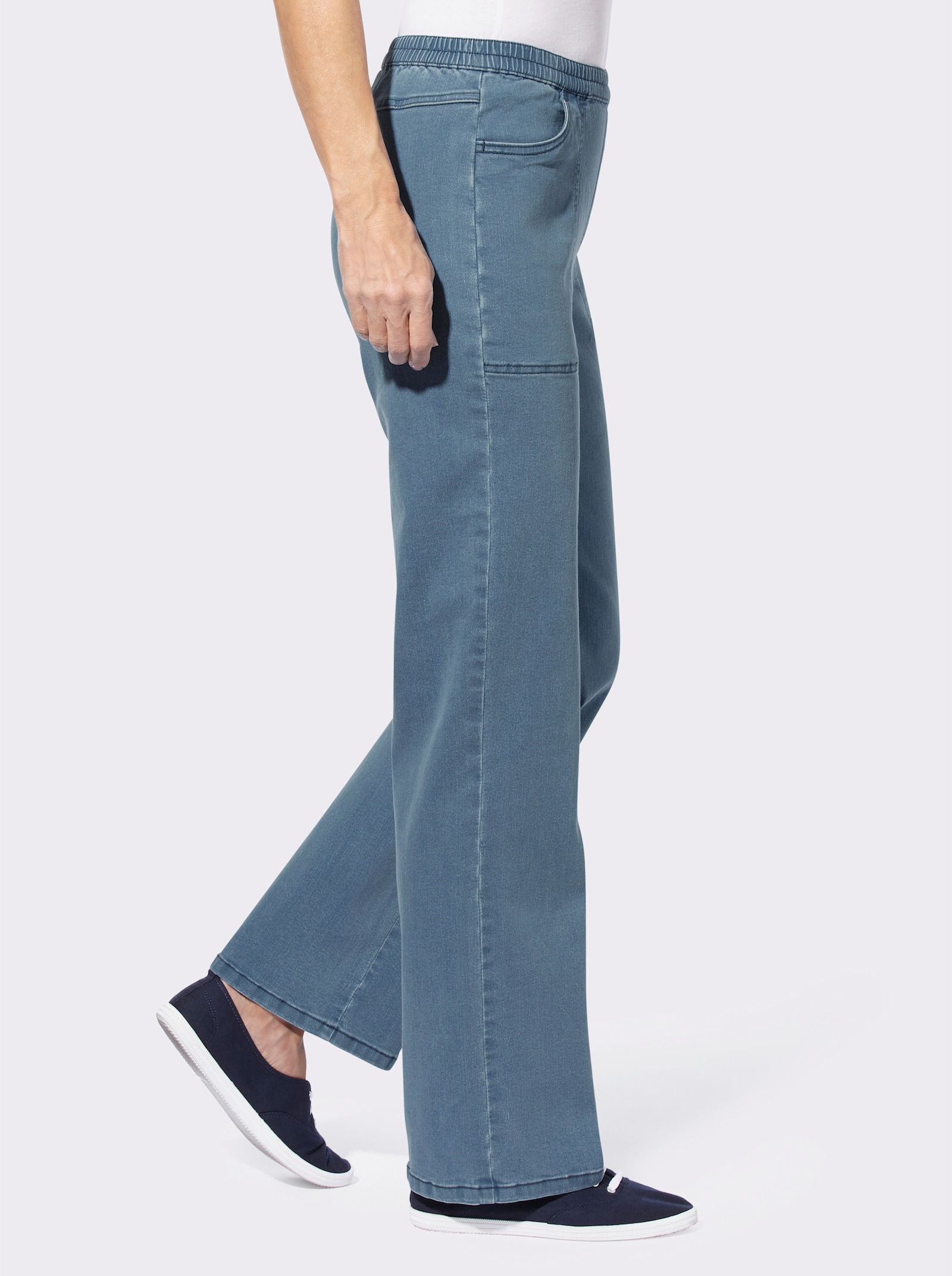 Jeans mit Dehnbund - blue-bleached