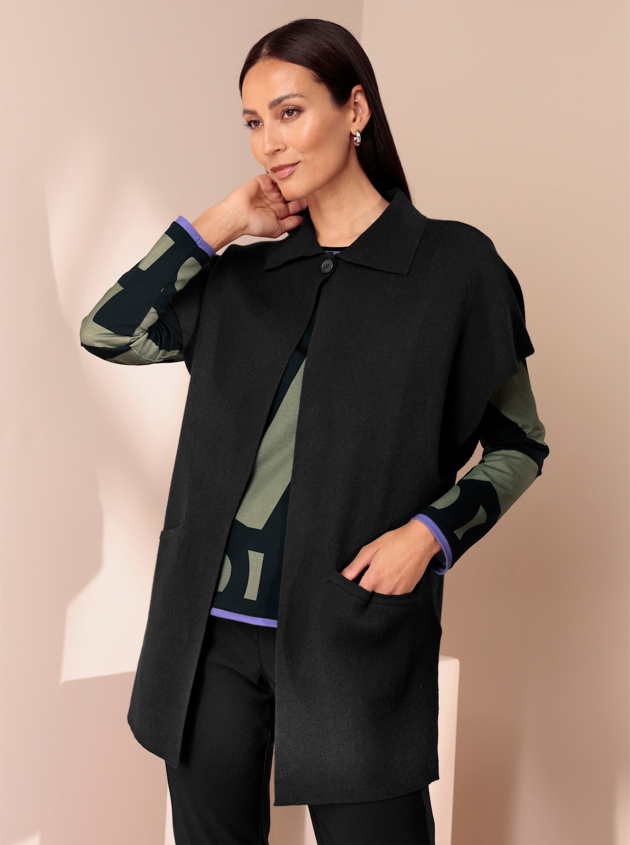 heine Lang vest - zwart