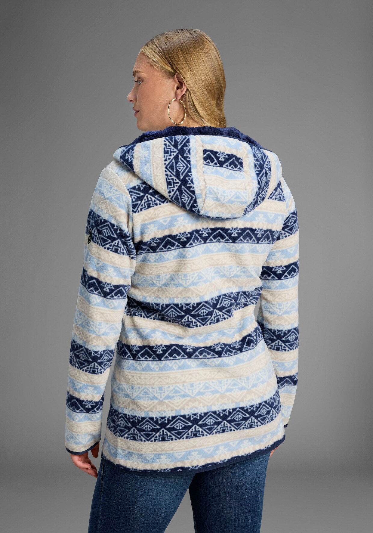 Fleecejacke - blau-woll weiß