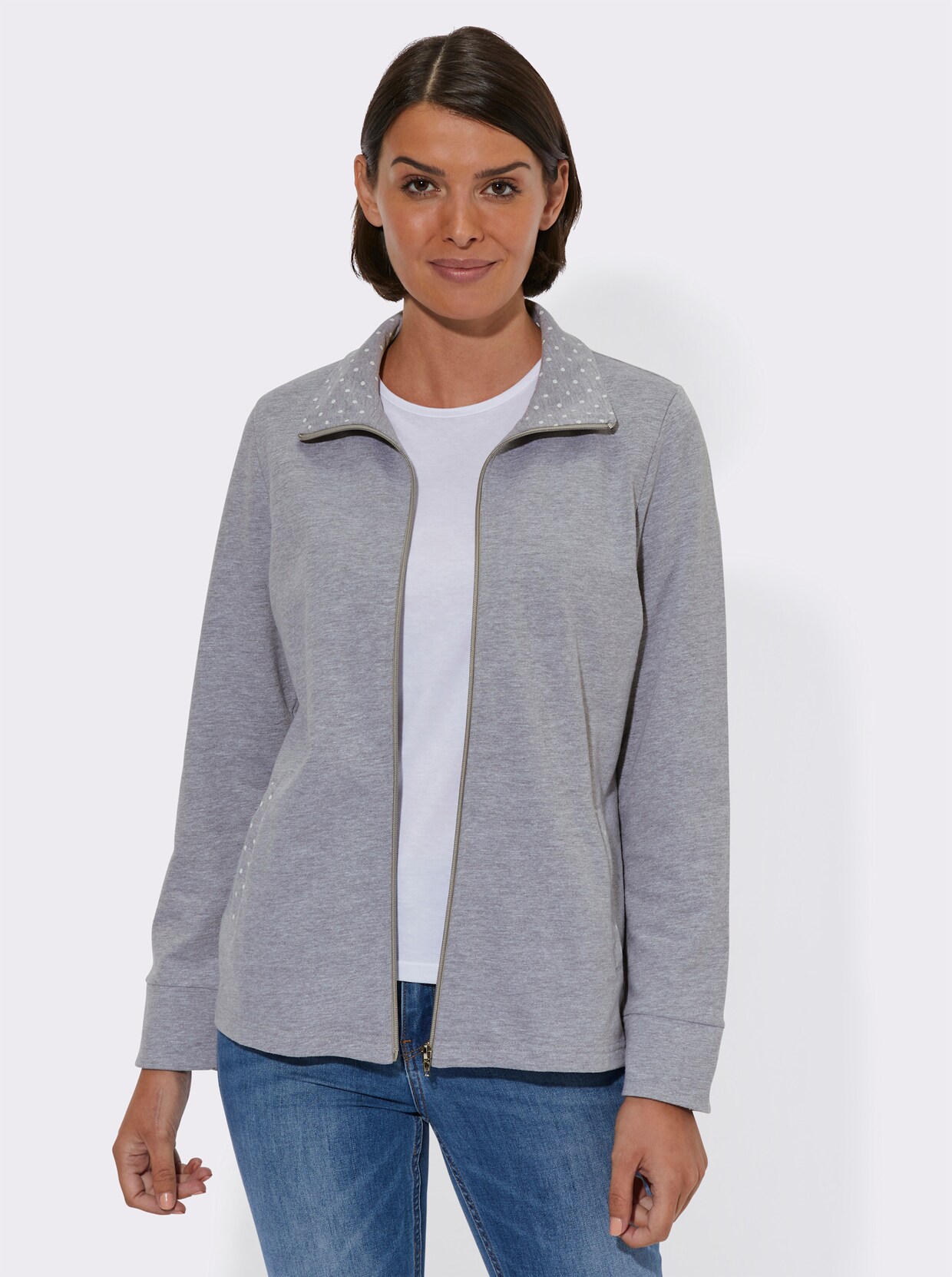 Shirtjacke - steingrau-meliert