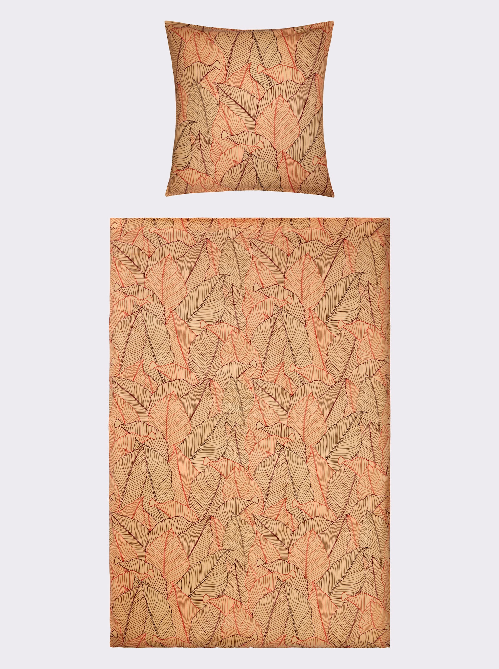 wäschepur Bettwäsche - apricot-rotbraun-bedruckt