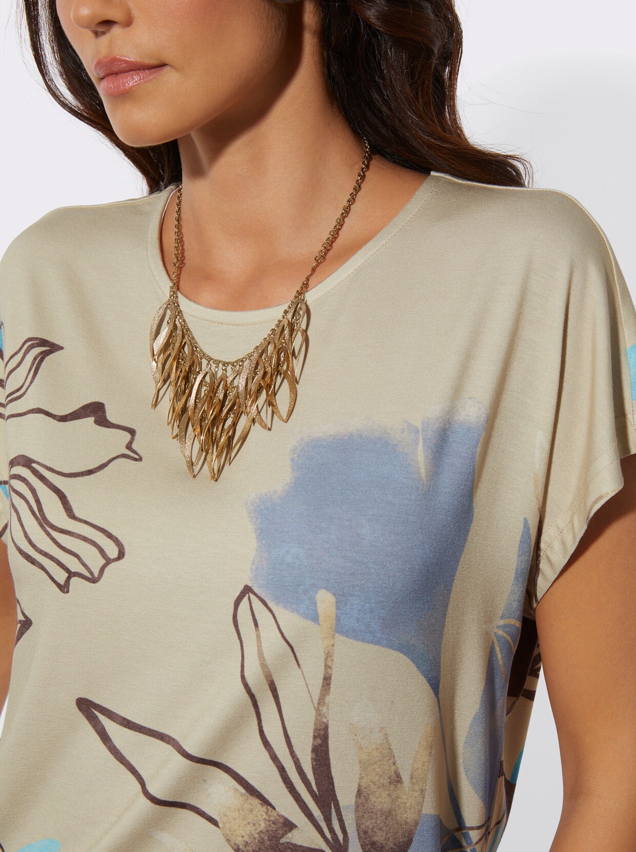 Print-Shirt - sand-bleu-bedruckt