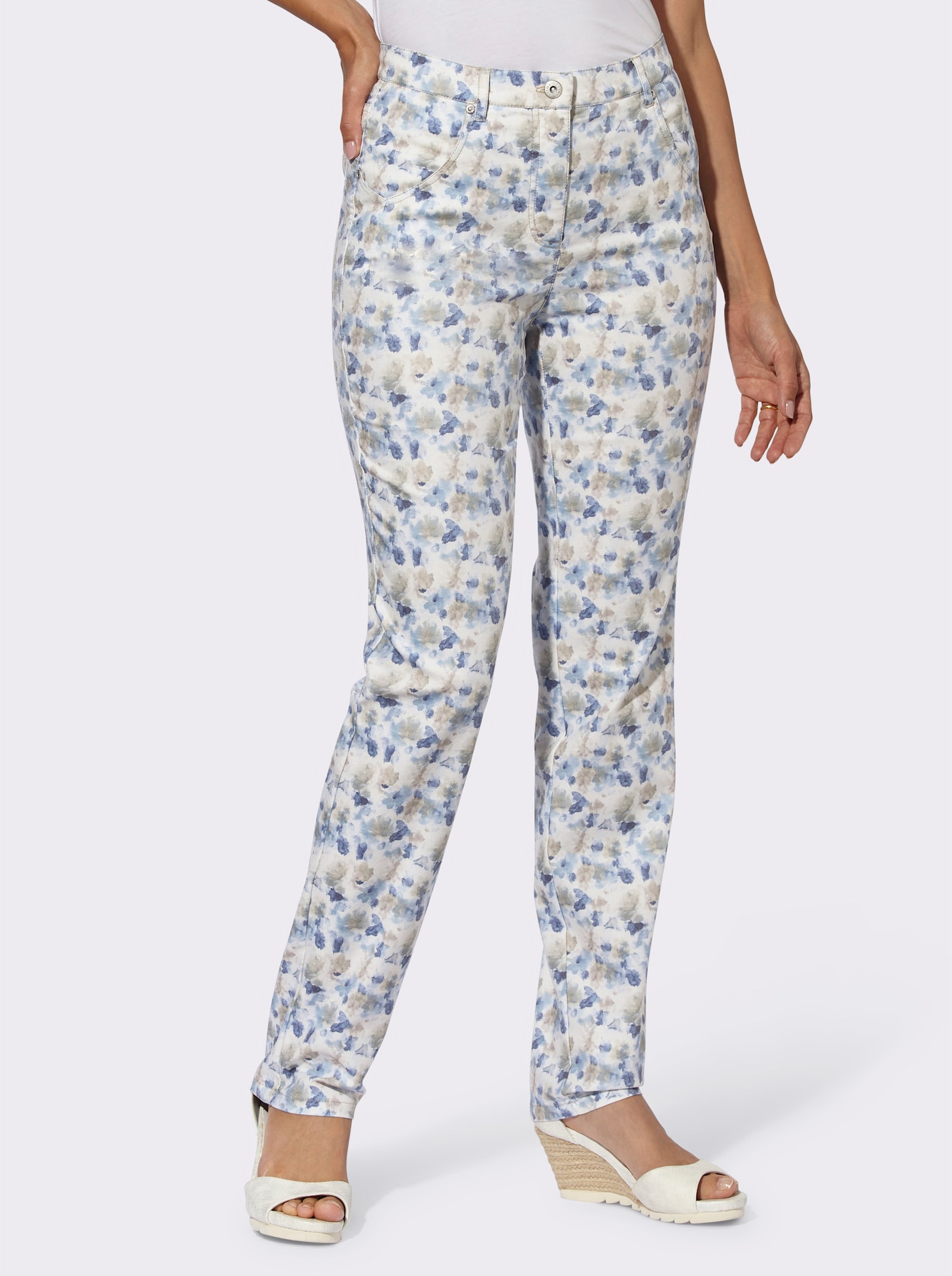 Cosma Druckhose in Twill-Qualität - bleu-ecru-bedruckt