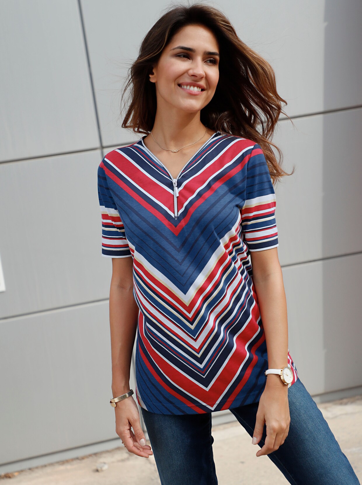 Shirt met korte mouwen - bont gestreept