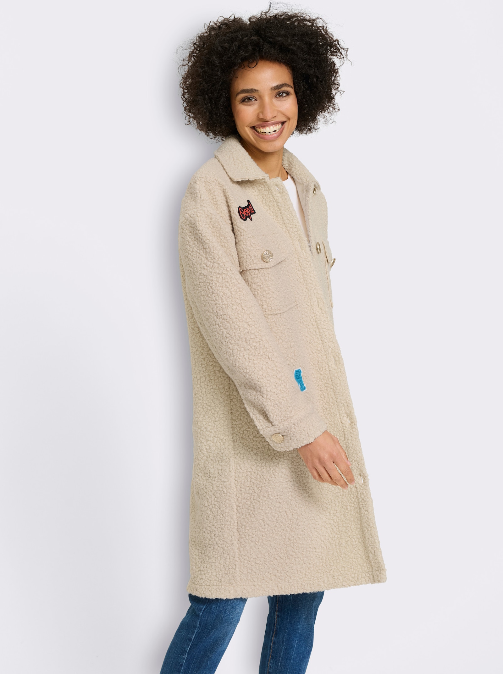 heine Mantel mit Applikationen - sand