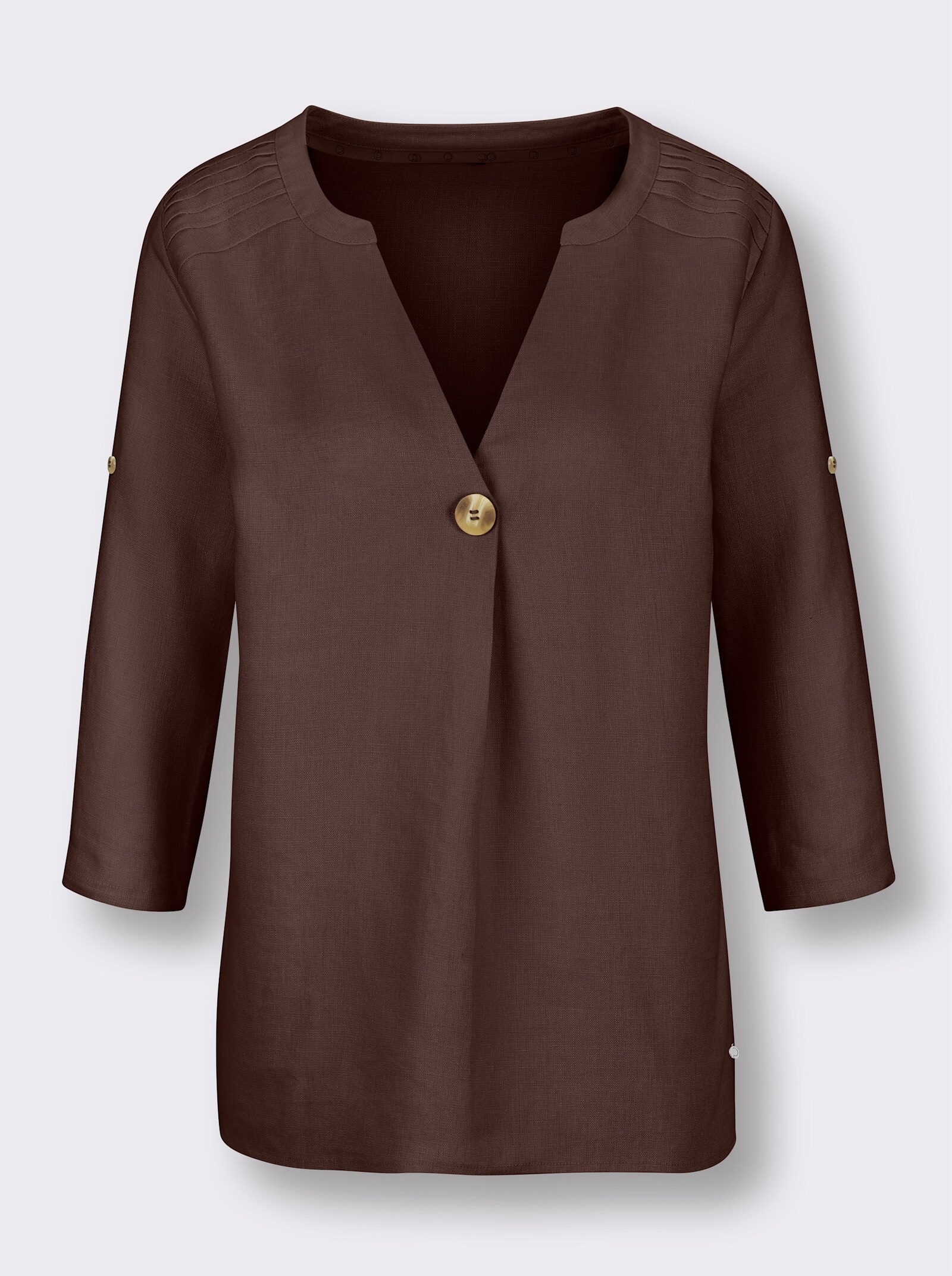 CREATION L PREMIUM Longbluse mit Falte - schoko-meliert